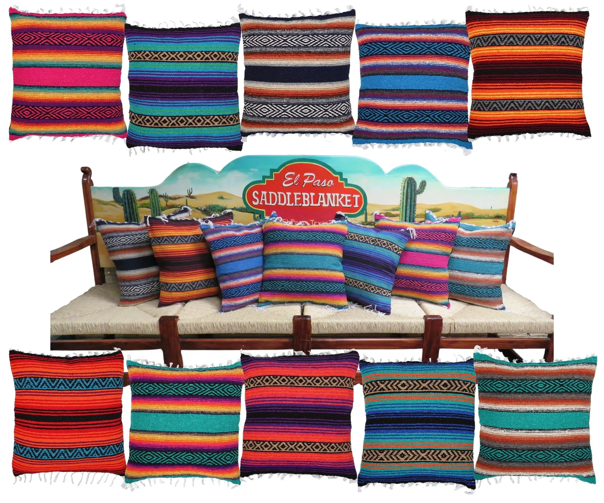 12 PACK Fiesta Fringed Pillow Covers! Only $4.75 ea.!