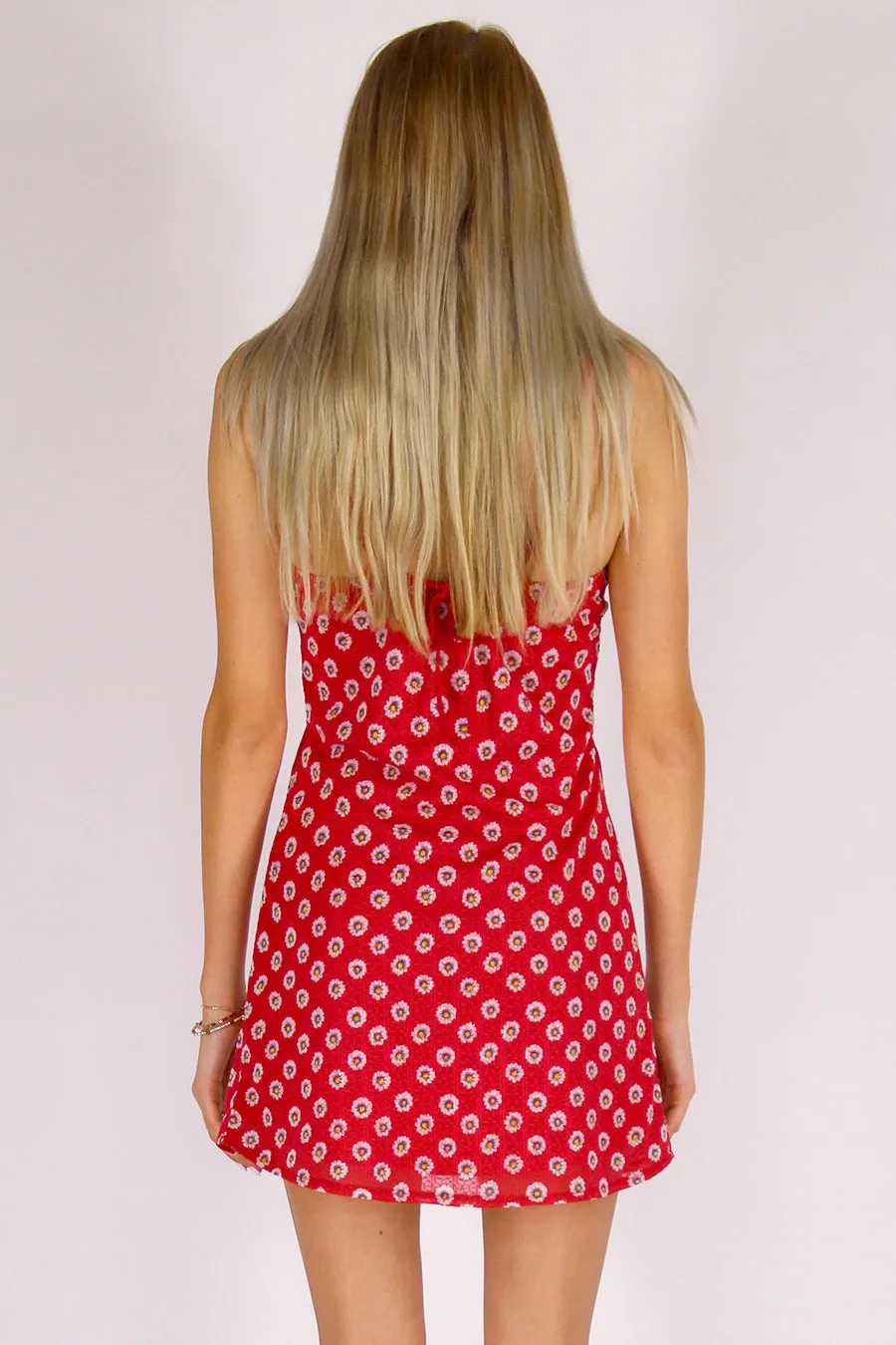 Adjustable Strap Dress - Stretchy Red Floral