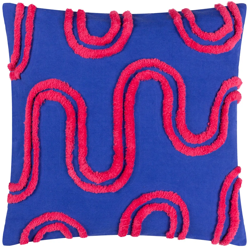 Archie Tufted Cushion Cobalt/Pink