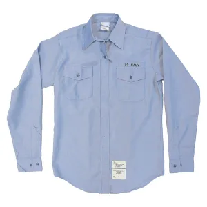 AS-IS NAVY Maternity Blue Utility Work Shirt - Long Sleeve