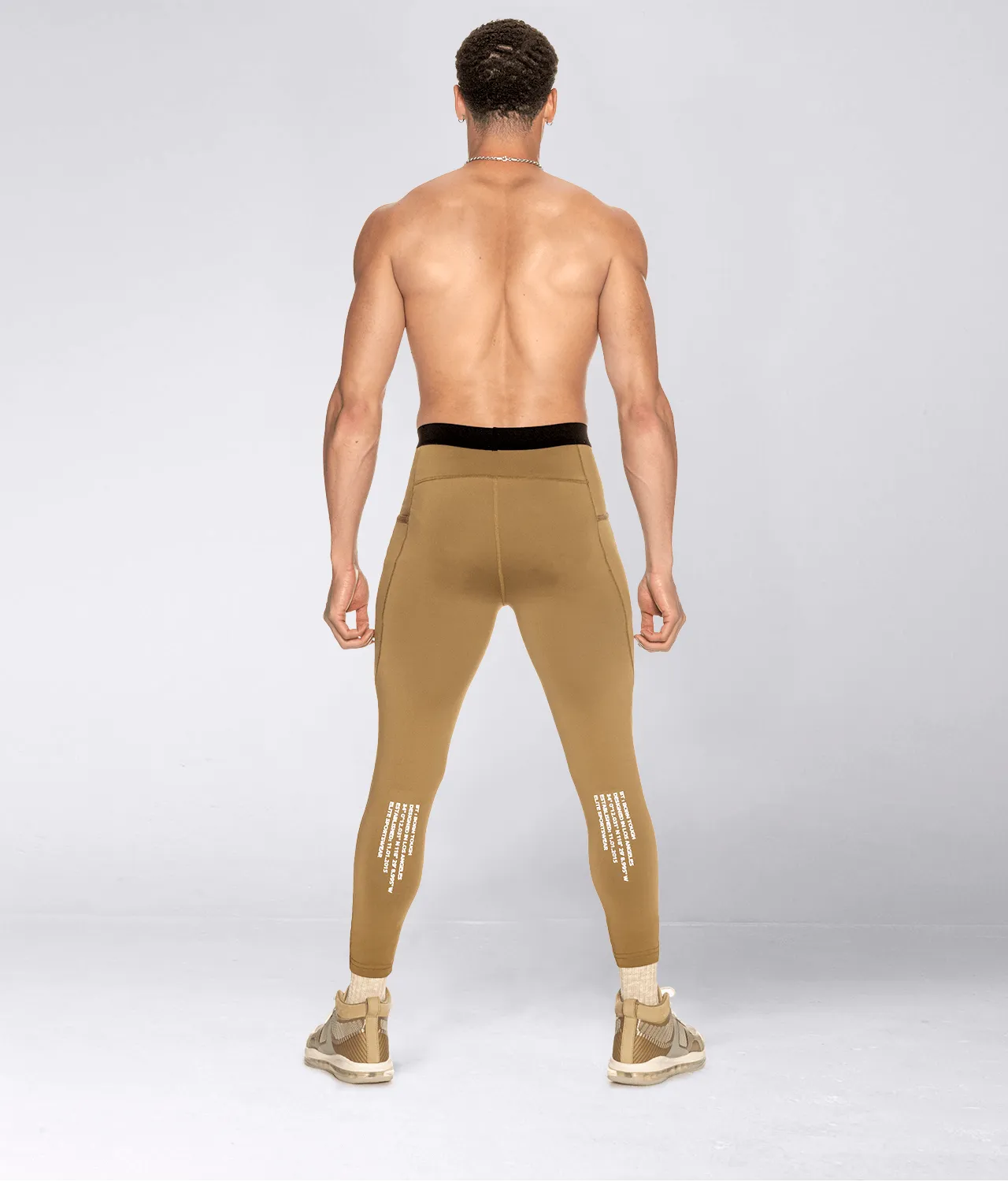 Born Tough Side Pockets Athletic Compression Pants For Men Khaki