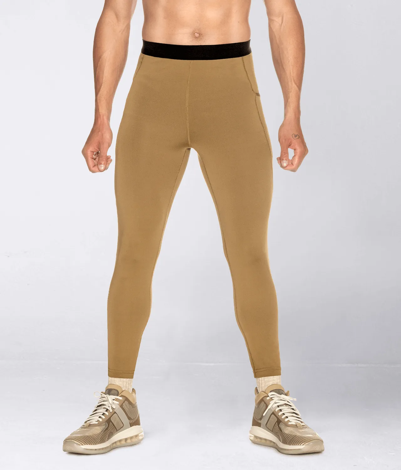 Born Tough Side Pockets Athletic Compression Pants For Men Khaki