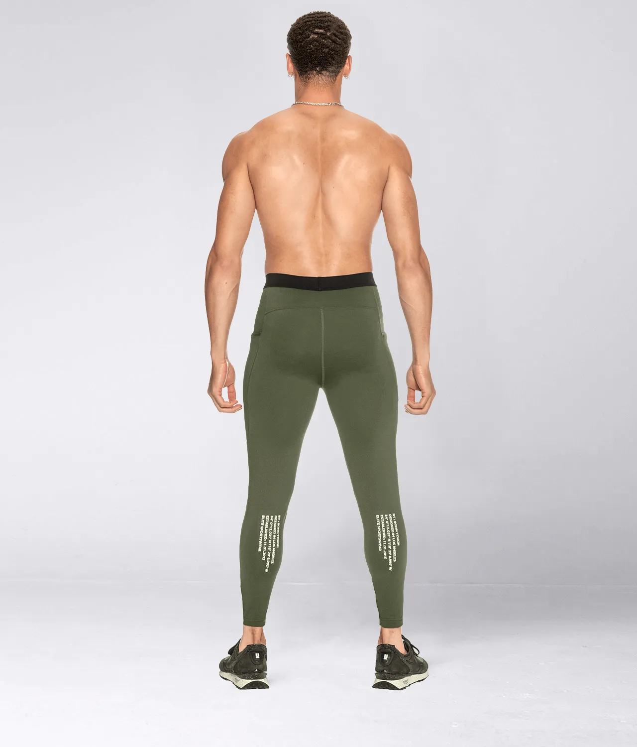 Born Tough Side Pockets Athletic Compression Pants For Men Military Green