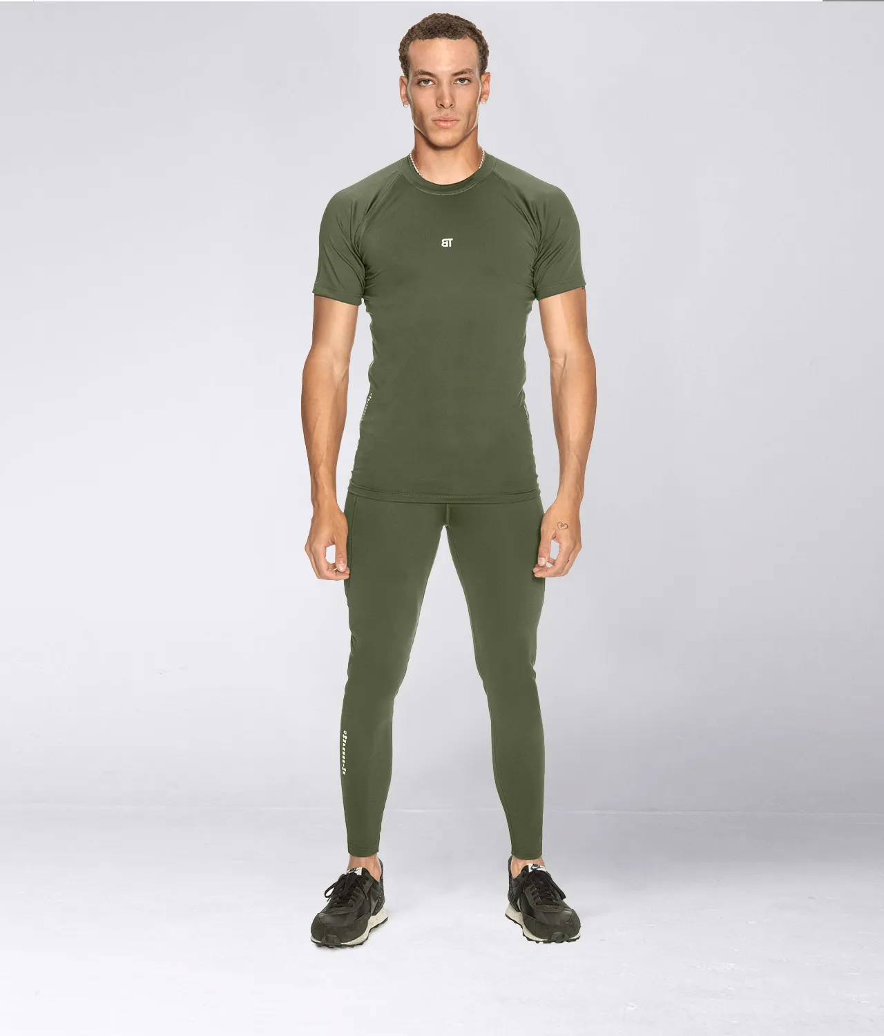 Born Tough Side Pockets Athletic Compression Pants For Men Military Green