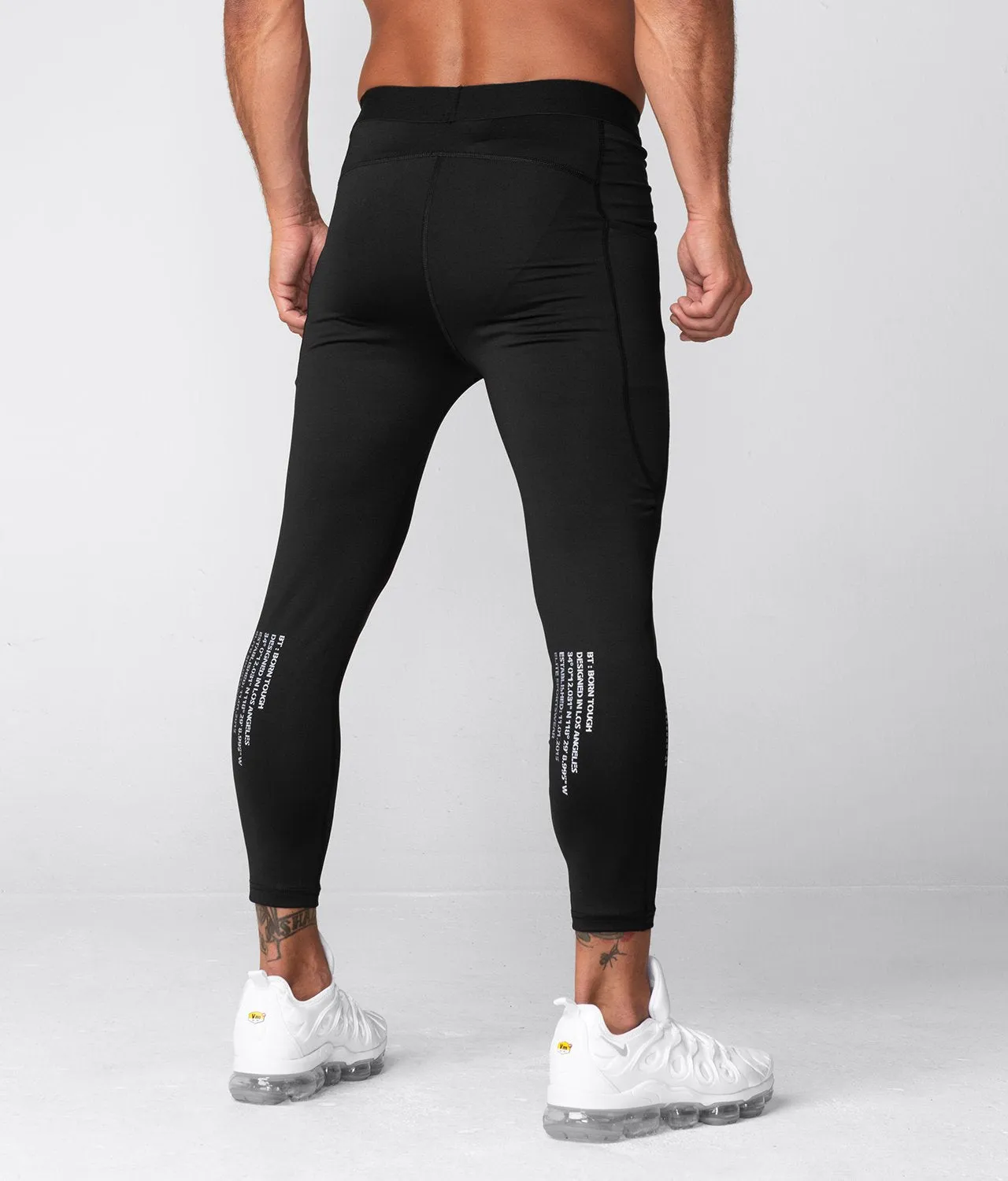 Born Tough Side Pockets Compression Athletic Pants For Men Black