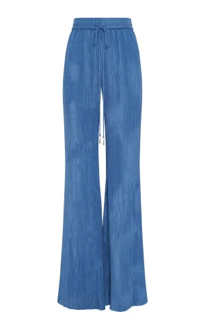 Claude Flare Pant in Sky Plisse Silk