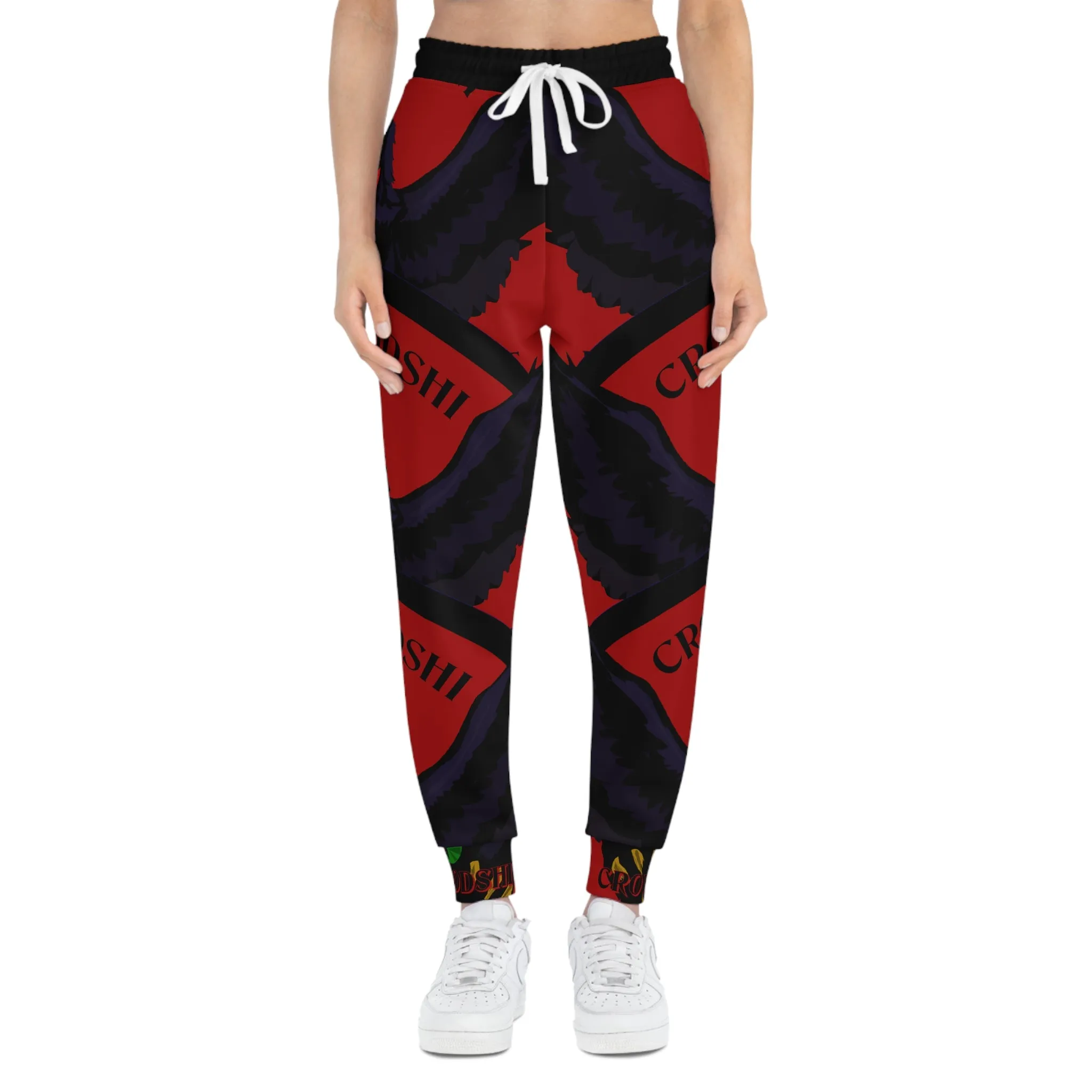 Crowgodshi 3rd GEN Athletic Joggers, BURGUNDY LOGO