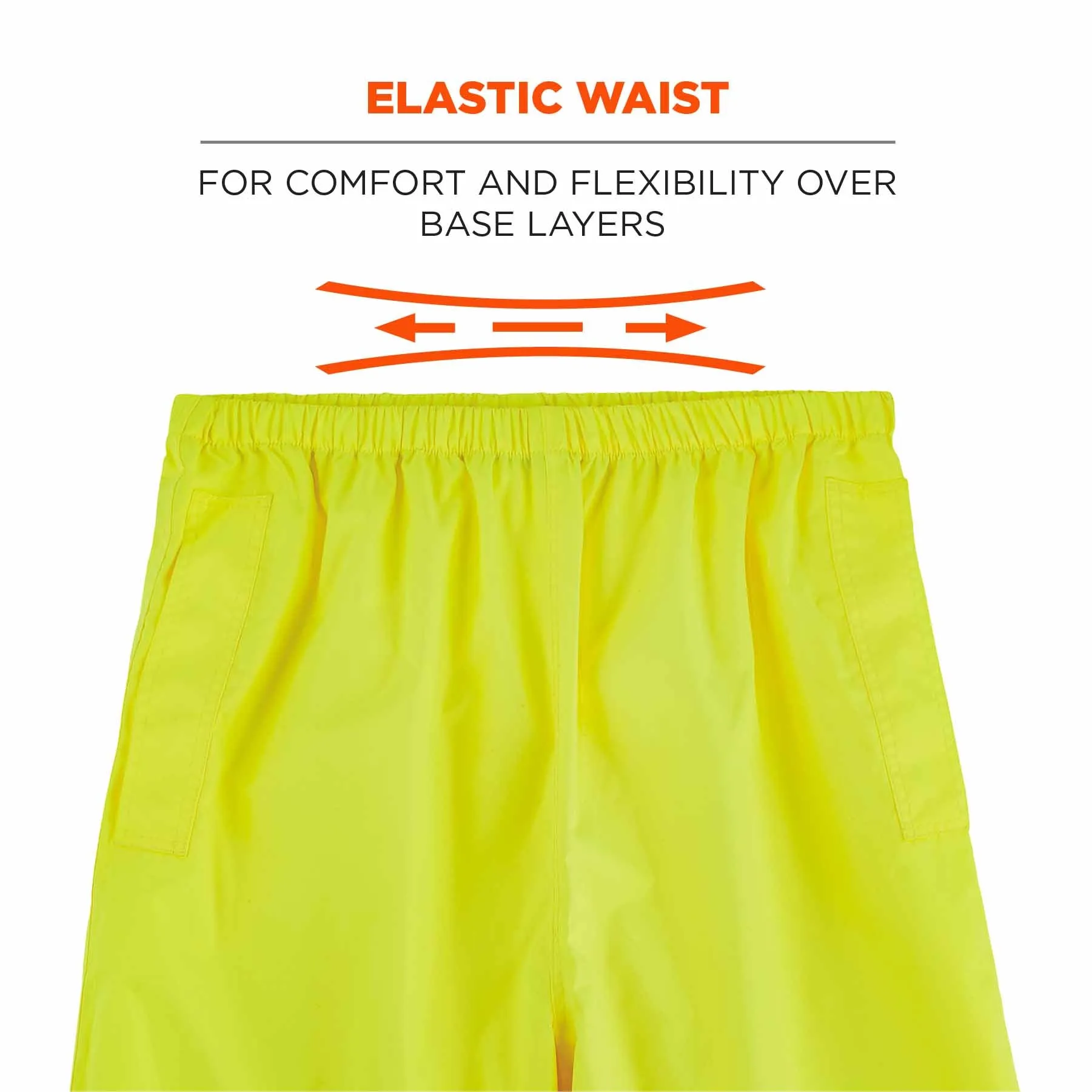 Ergodyne 25343 8916 M Lime Class E Lightweight Hi-Vis Rain Pants