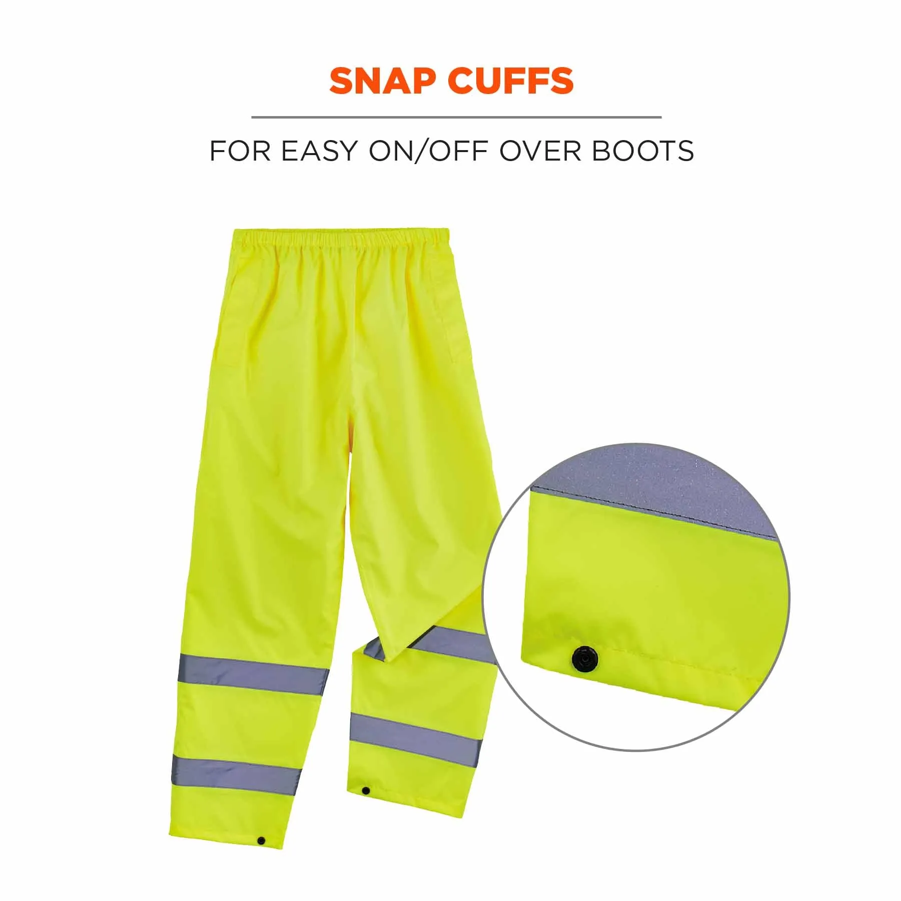 Ergodyne 25343 8916 M Lime Class E Lightweight Hi-Vis Rain Pants