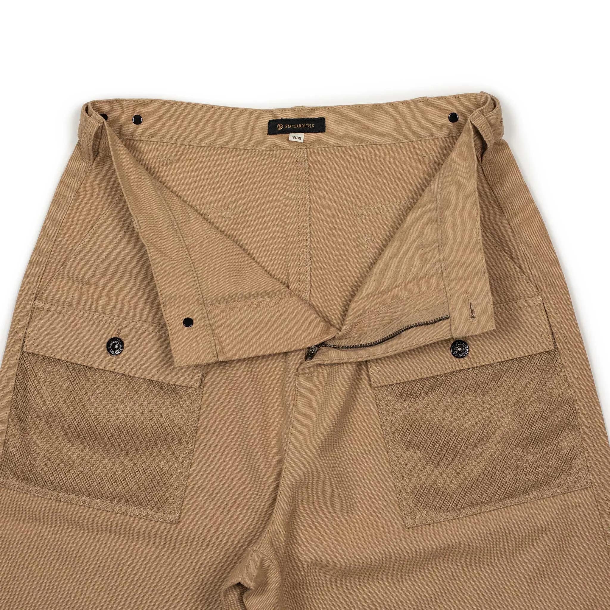 Fatigue fishing trousers in beige cotton canvas