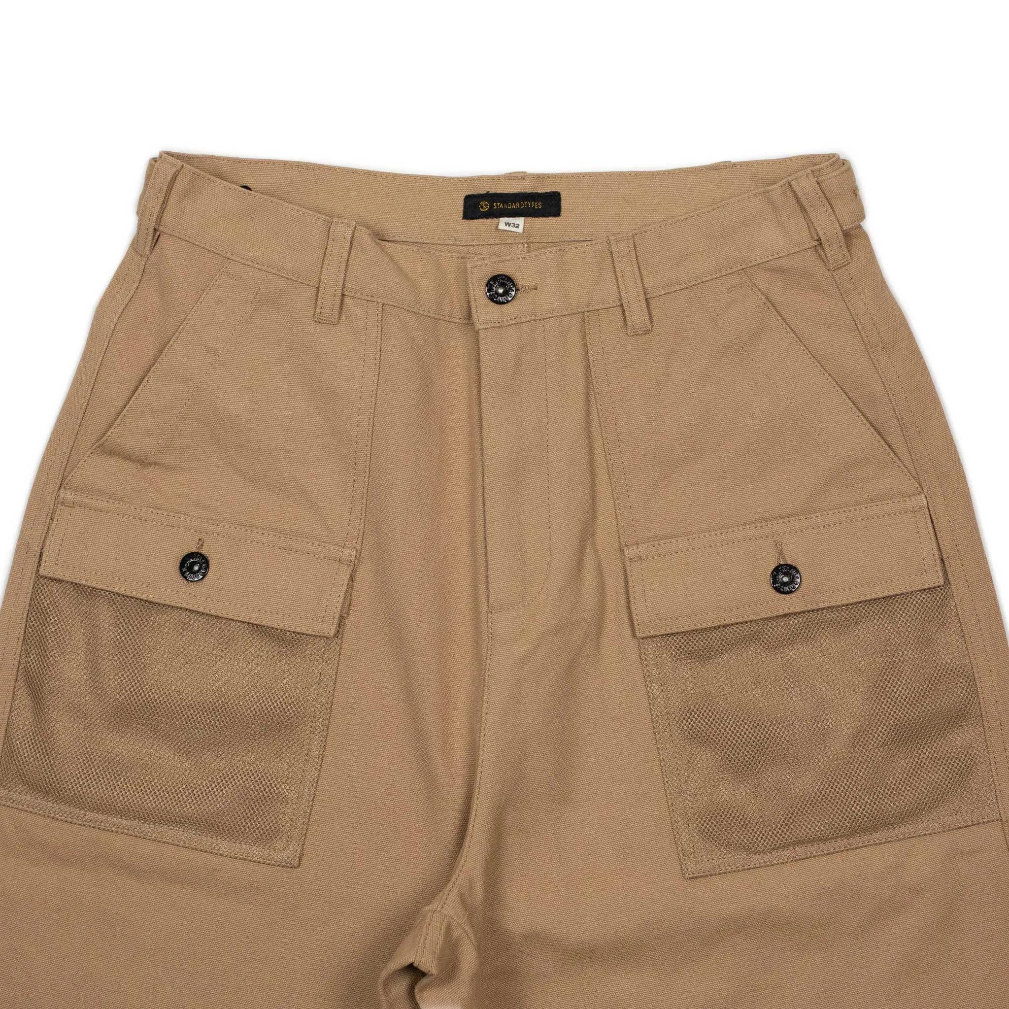 Fatigue fishing trousers in beige cotton canvas