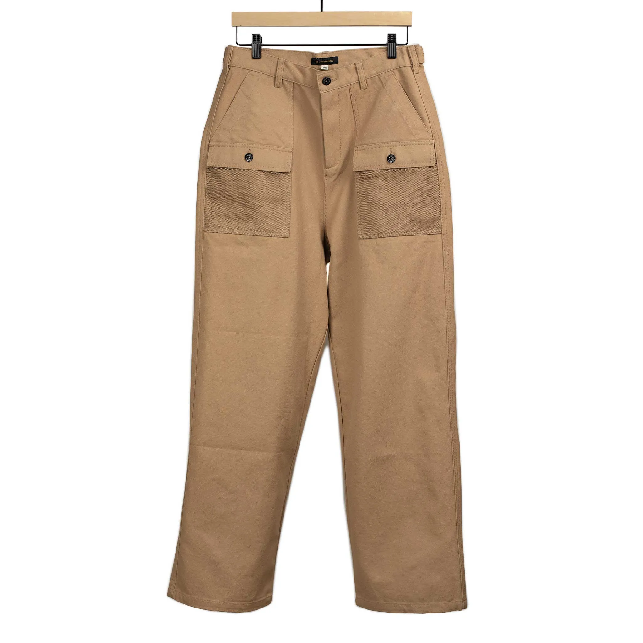 Fatigue fishing trousers in beige cotton canvas