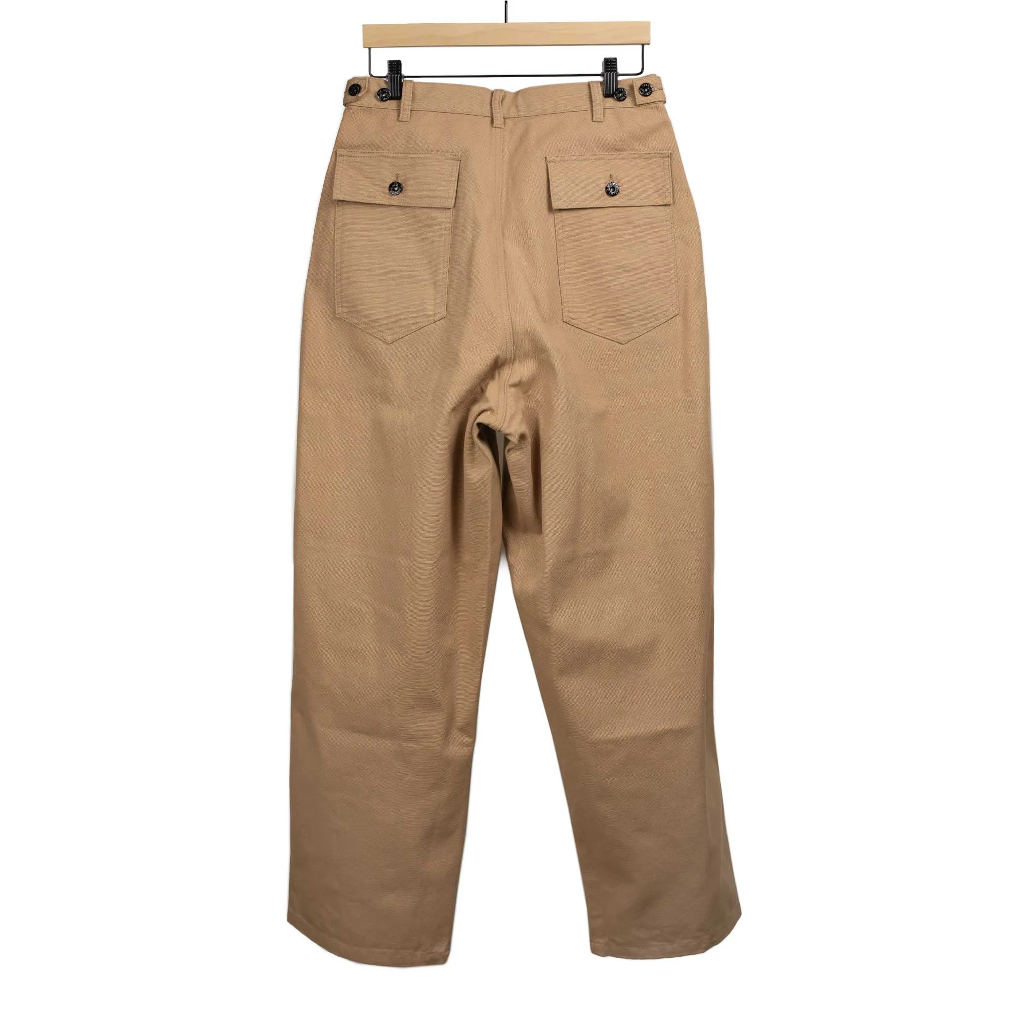 Fatigue fishing trousers in beige cotton canvas