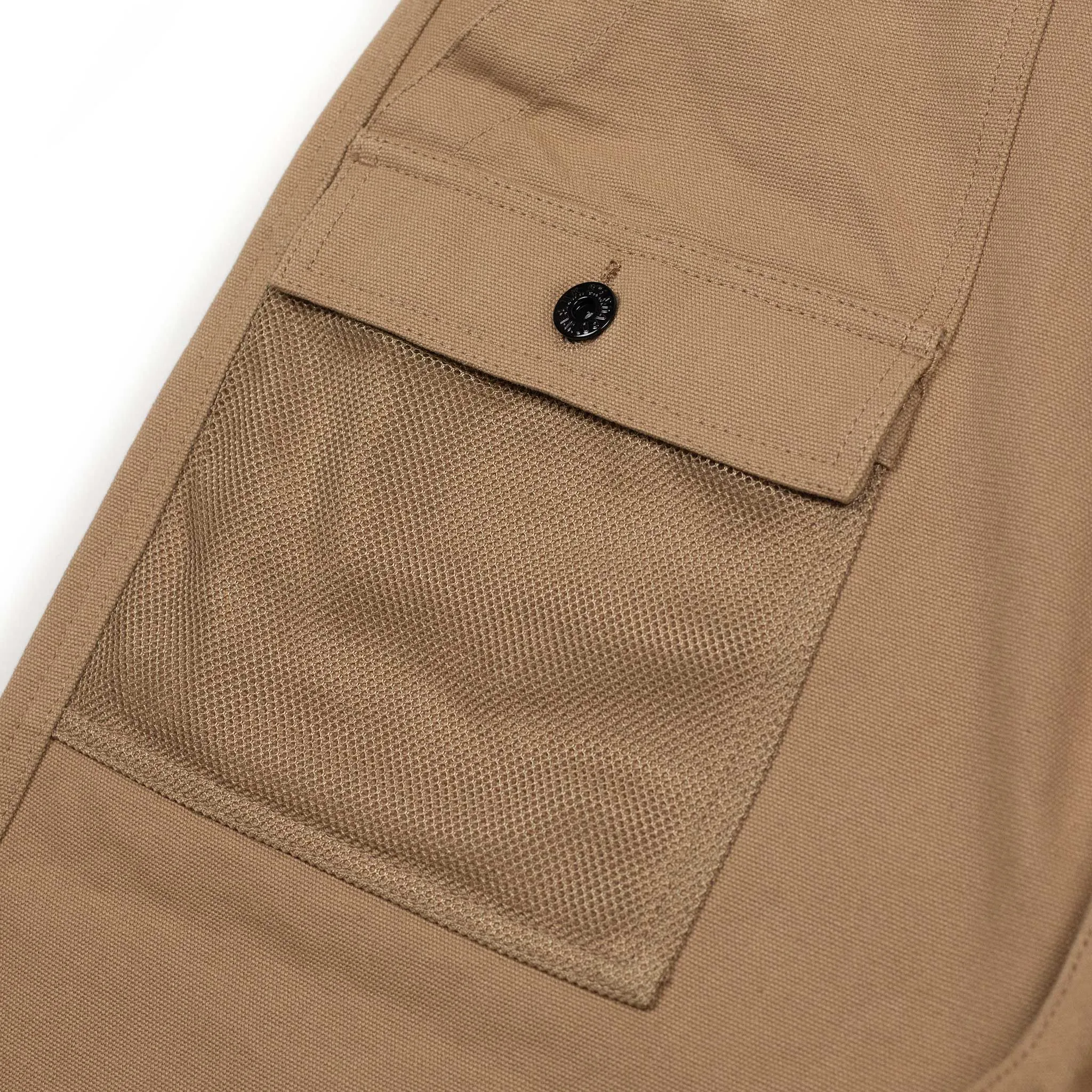 Fatigue fishing trousers in beige cotton canvas