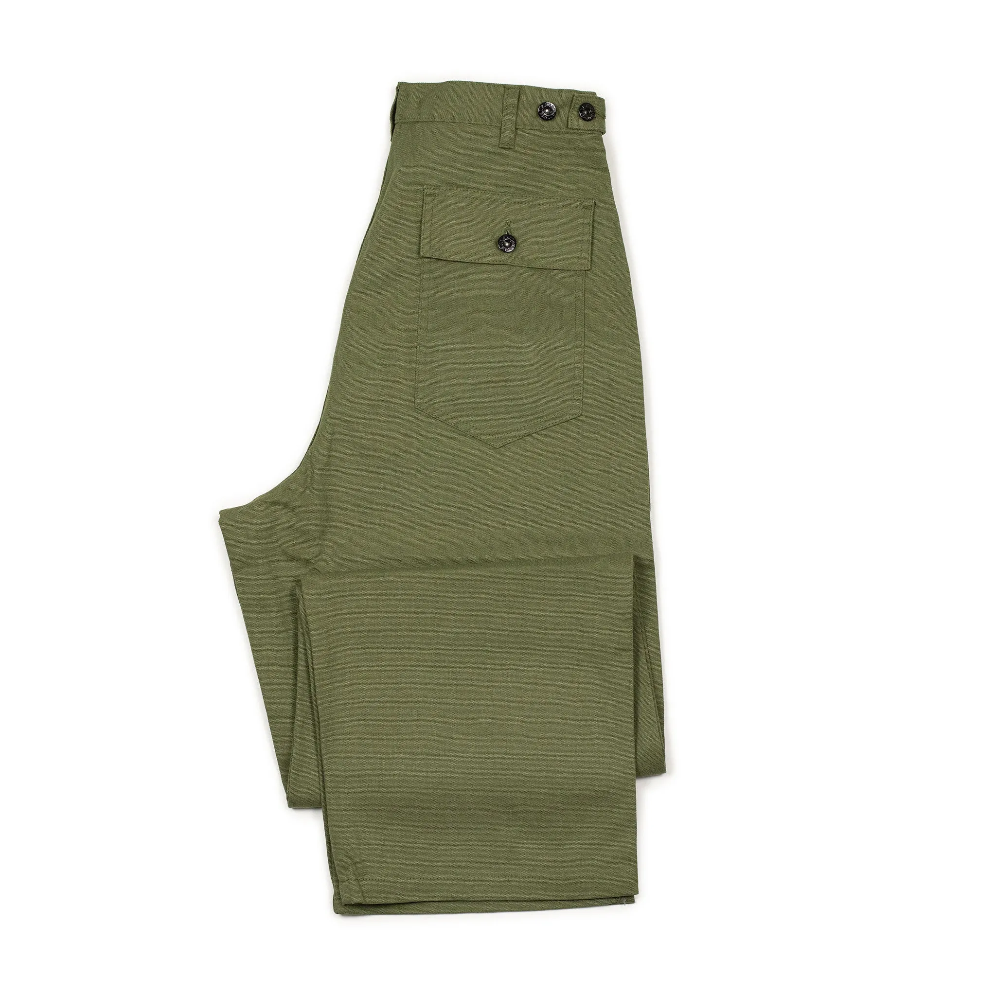 Fatigue fishing trousers in dark olive cotton canvas