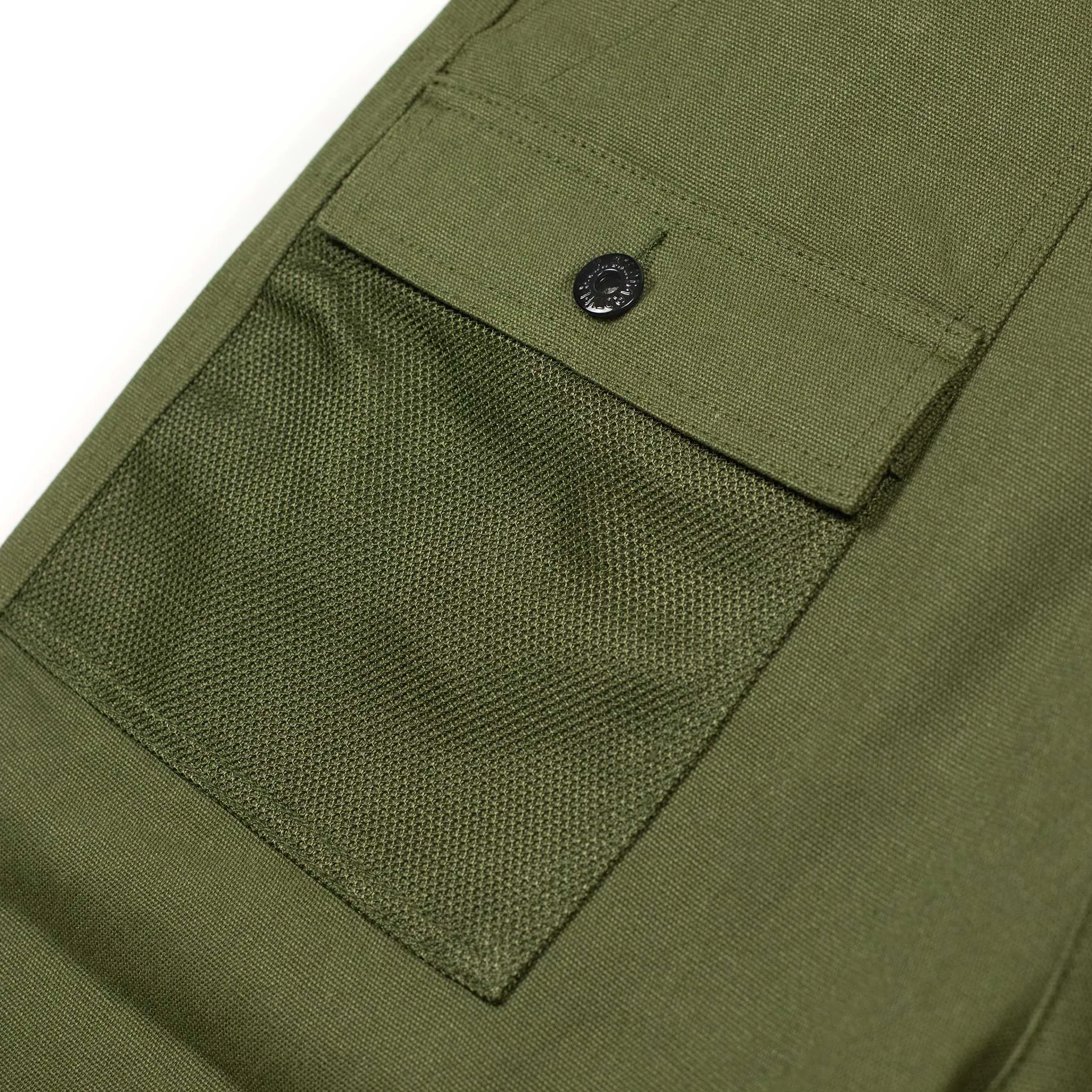 Fatigue fishing trousers in dark olive cotton canvas