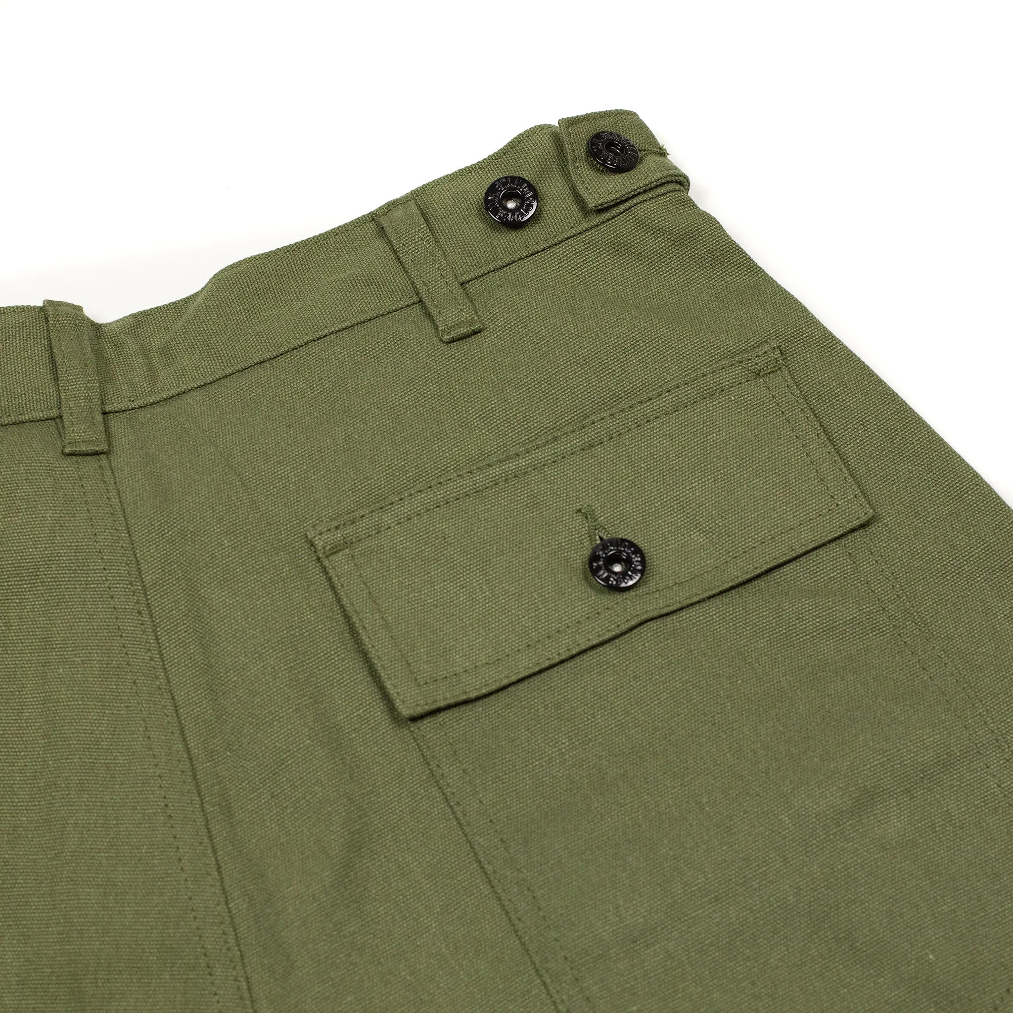 Fatigue fishing trousers in dark olive cotton canvas