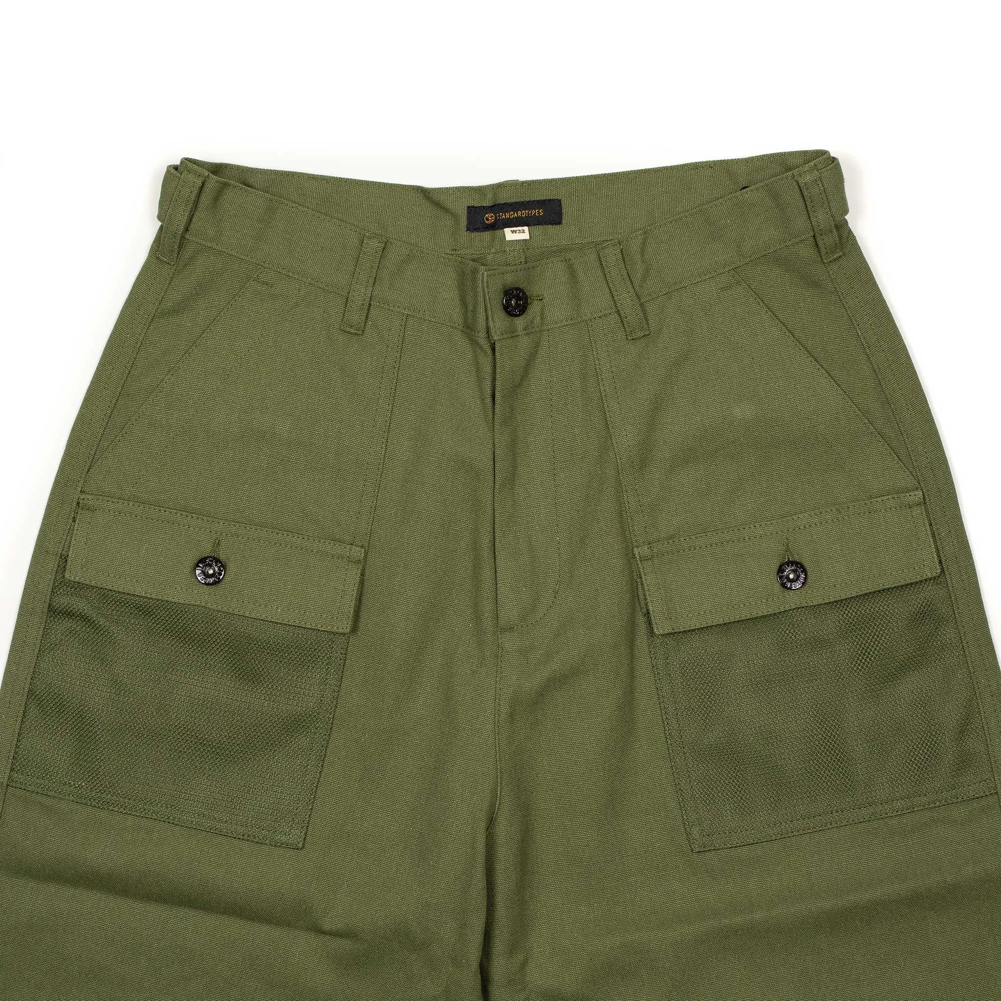 Fatigue fishing trousers in dark olive cotton canvas