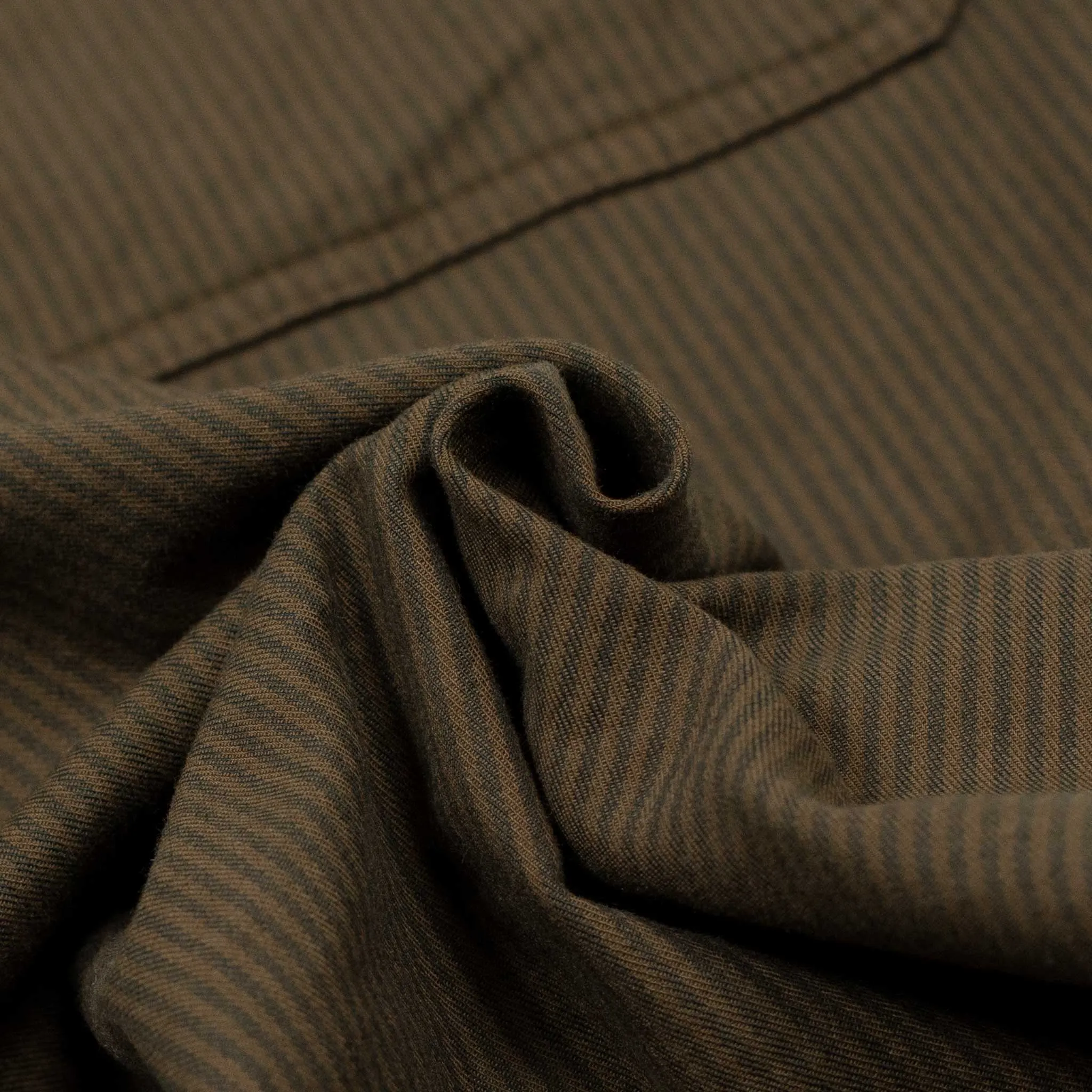 Fatigue pants in brown and charcoal stripe stretch cotton