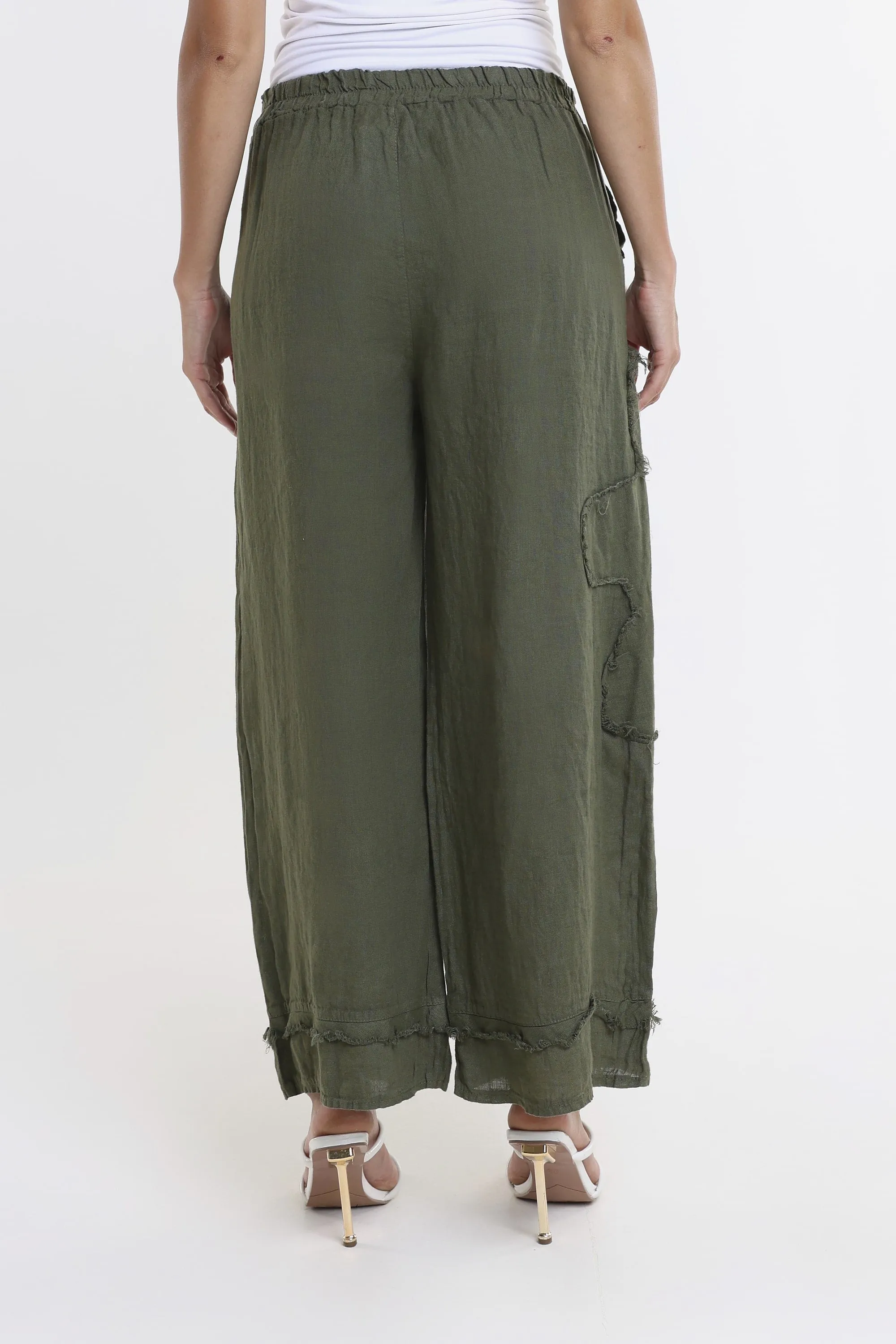 Flower Yvette Raw Edge Linen Pant (PL197F)