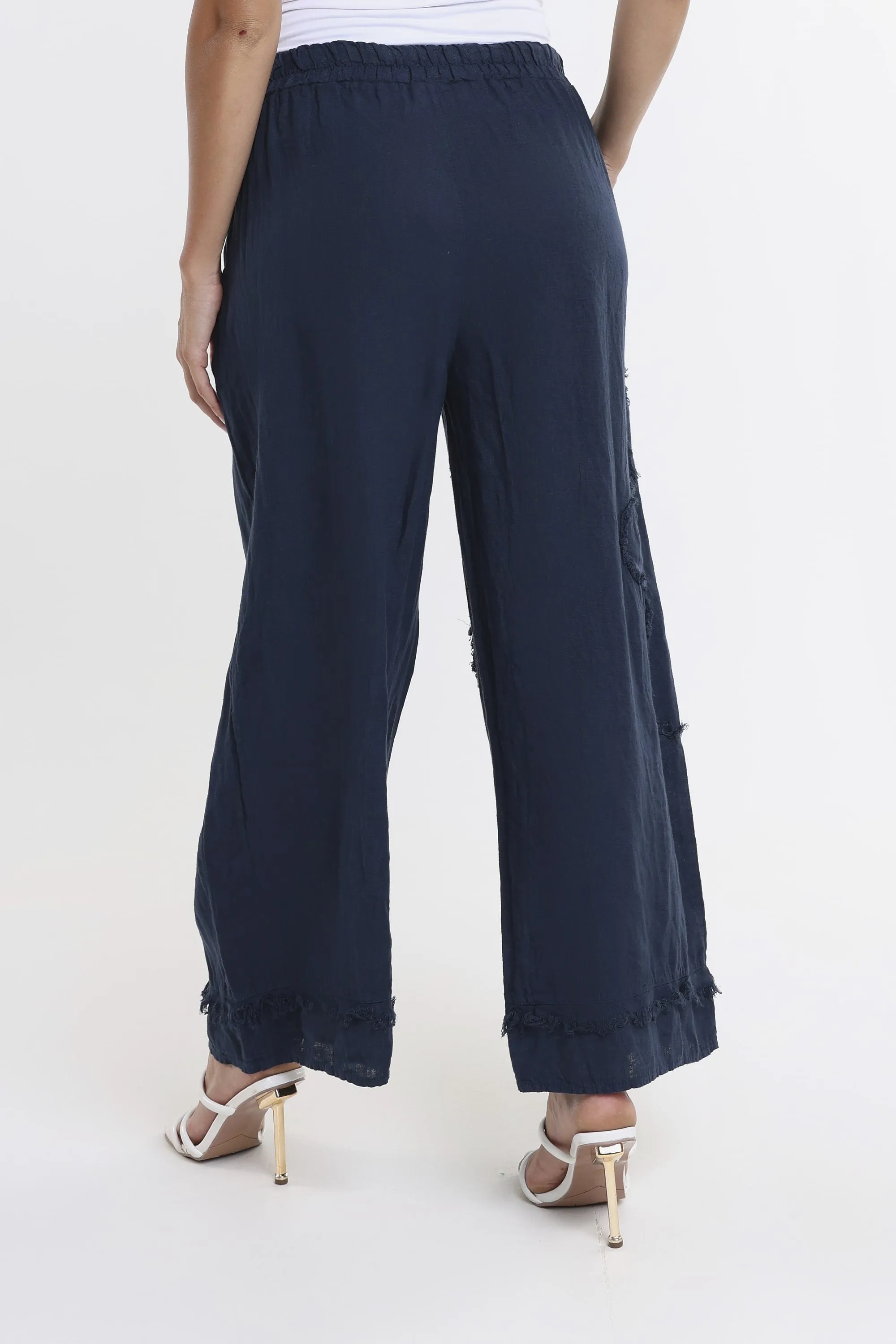 Flower Yvette Raw Edge Linen Pant (PL197F)