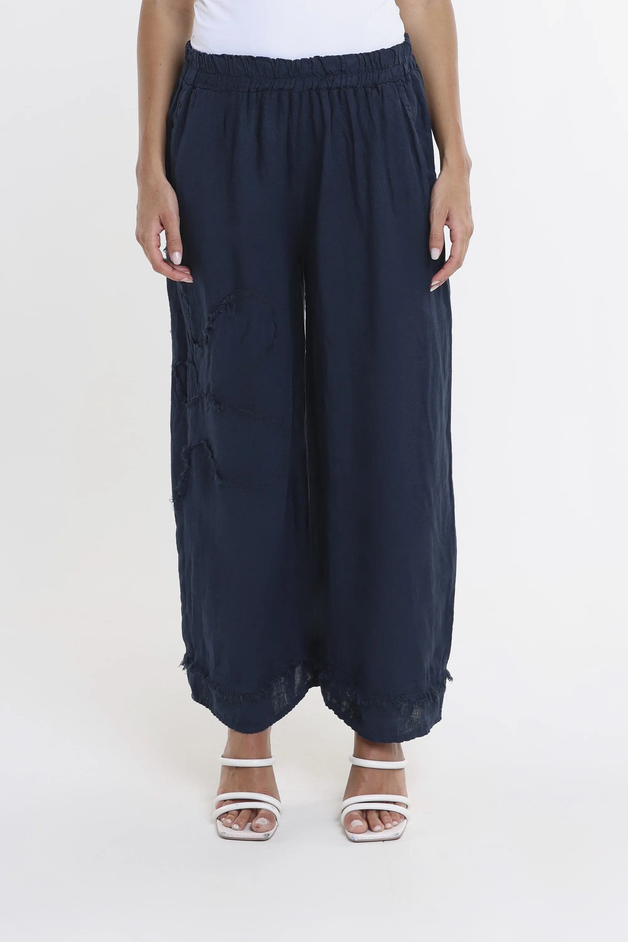 Flower Yvette Raw Edge Linen Pant (PL197F)