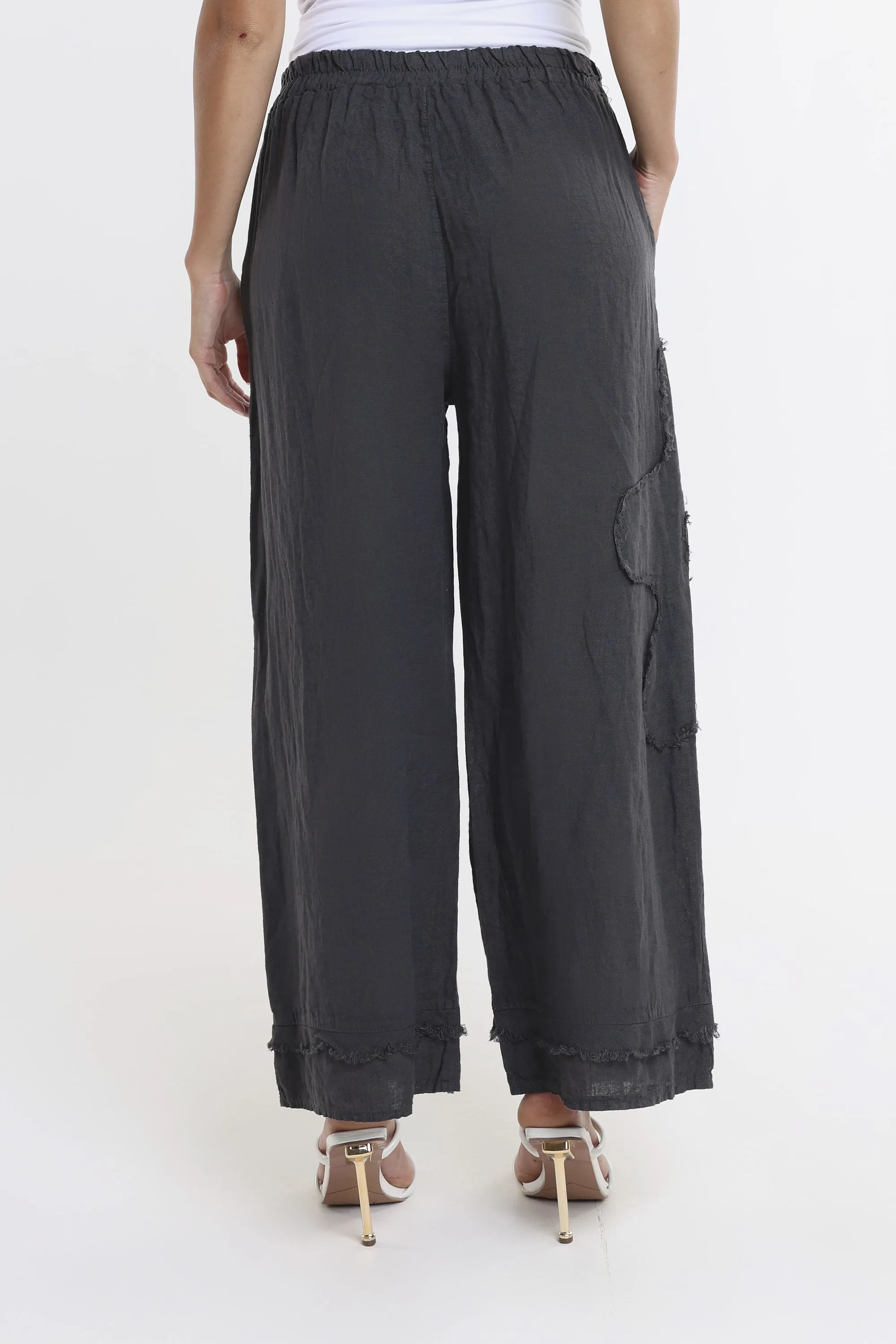 Flower Yvette Raw Edge Linen Pant (PL197F)