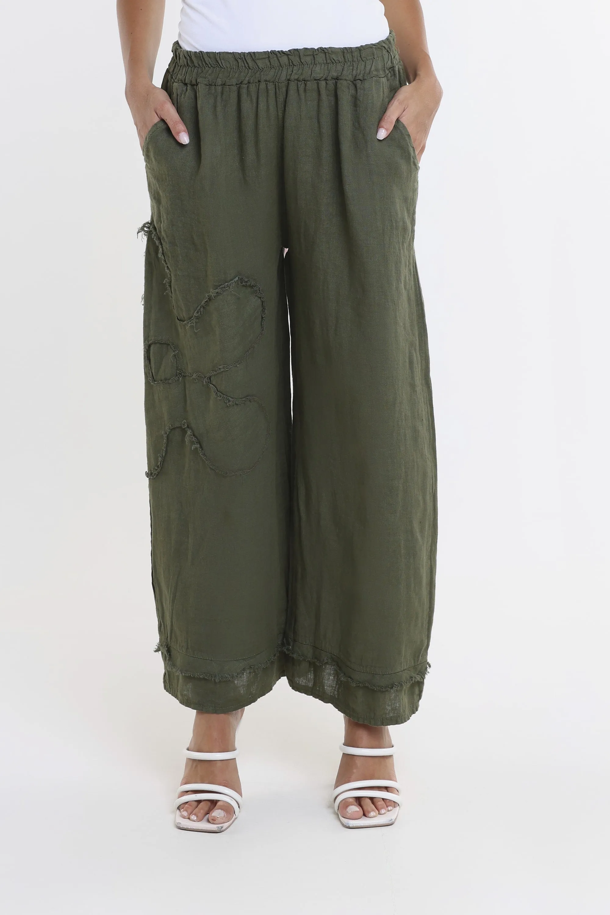 Flower Yvette Raw Edge Linen Pant (PL197F)