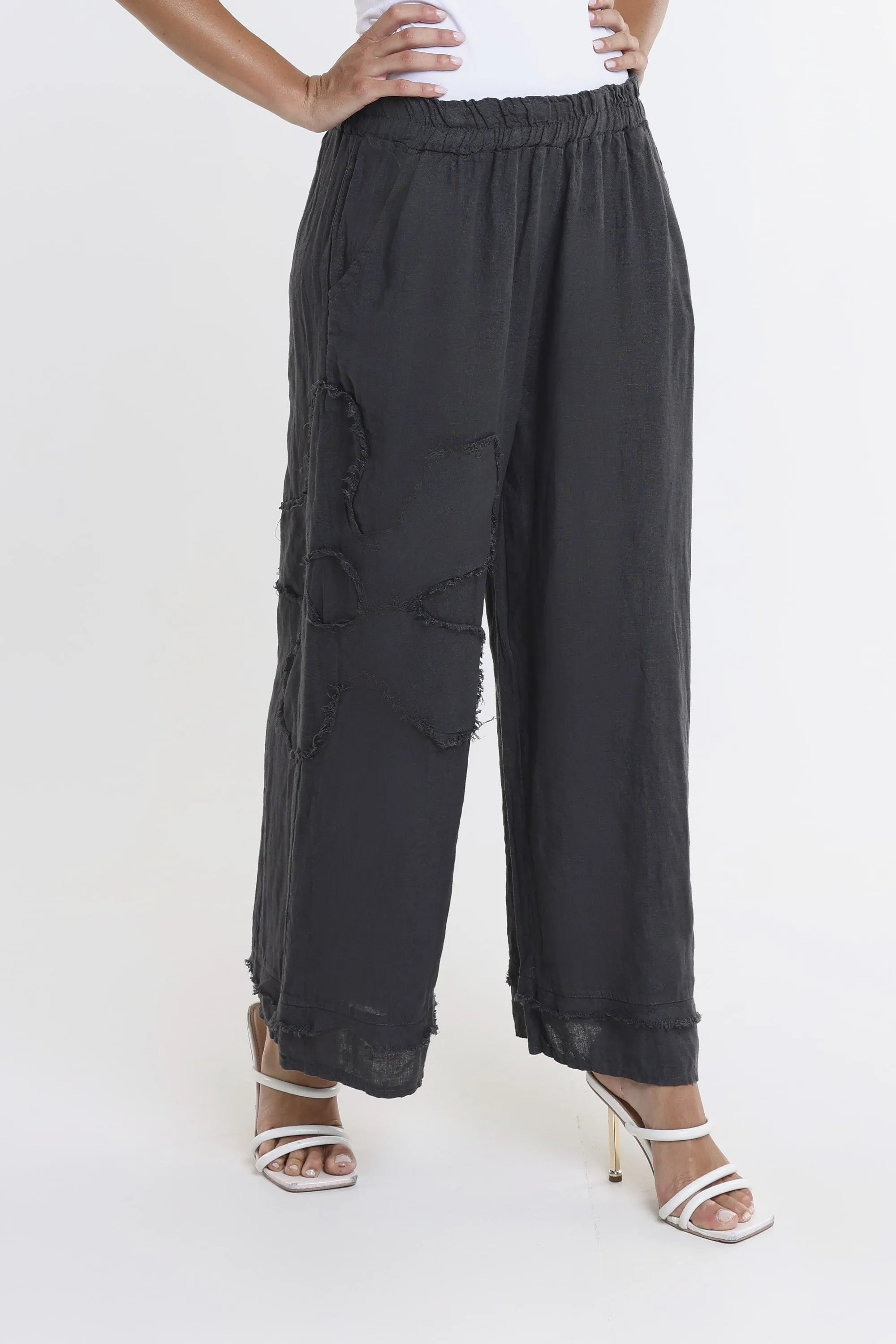 Flower Yvette Raw Edge Linen Pant (PL197F)