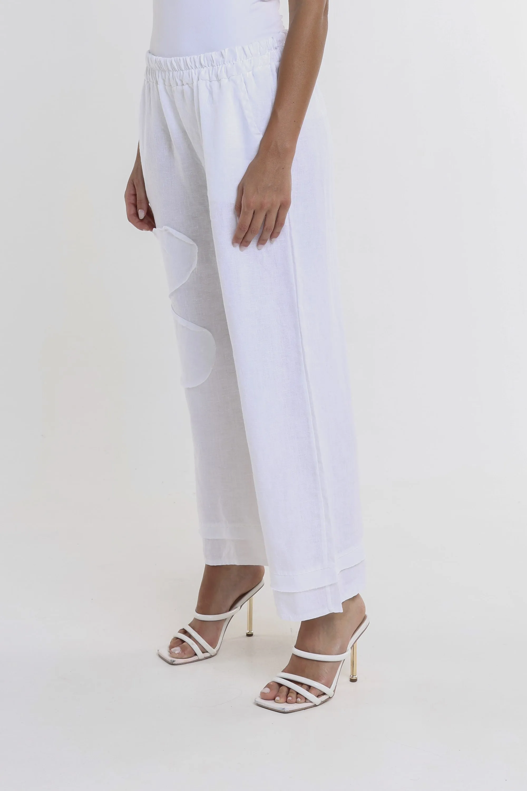 Flower Yvette Raw Edge Linen Pant (PL197F)