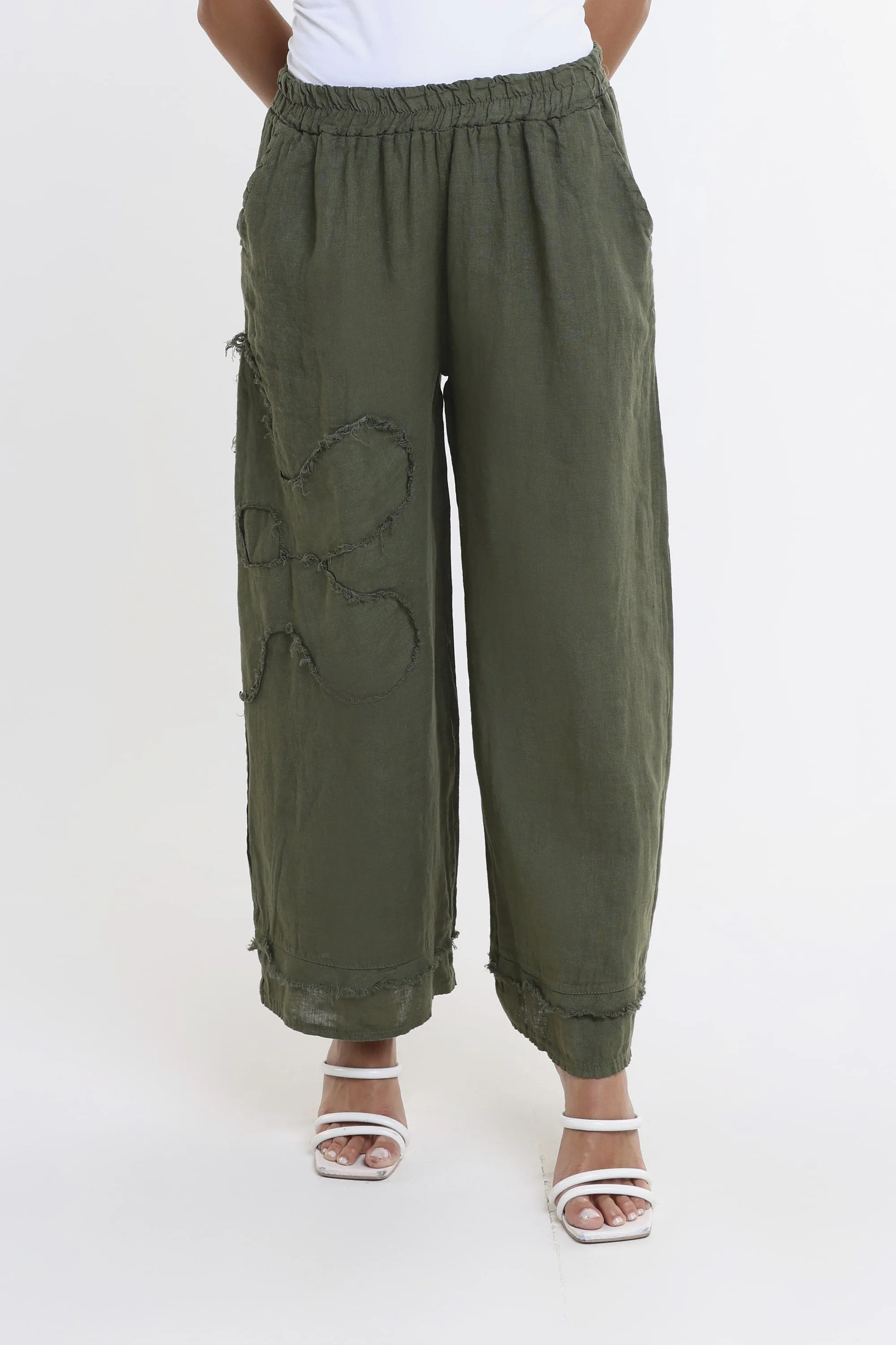 Flower Yvette Raw Edge Linen Pant (PL197F)