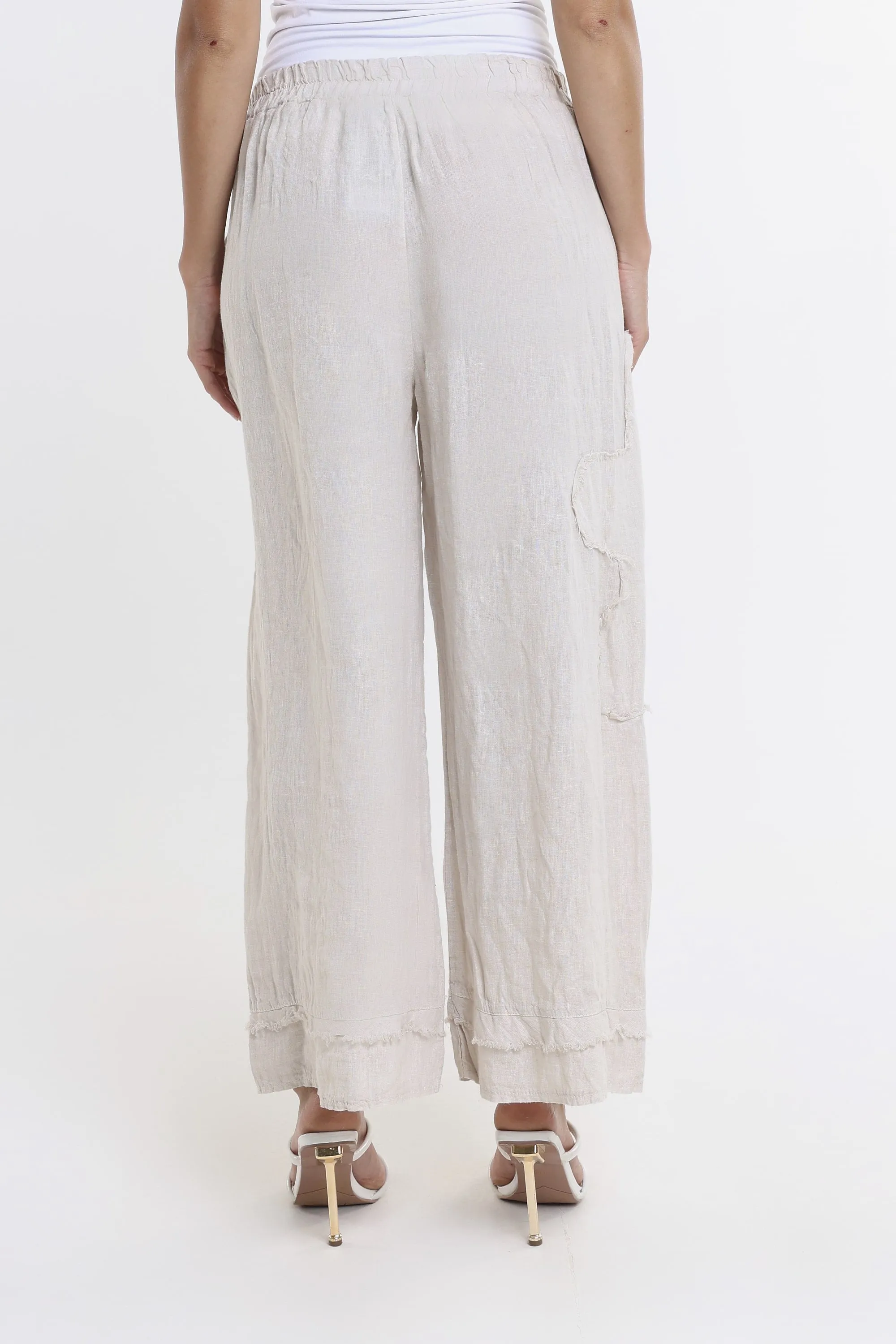 Flower Yvette Raw Edge Linen Pant (PL197F)