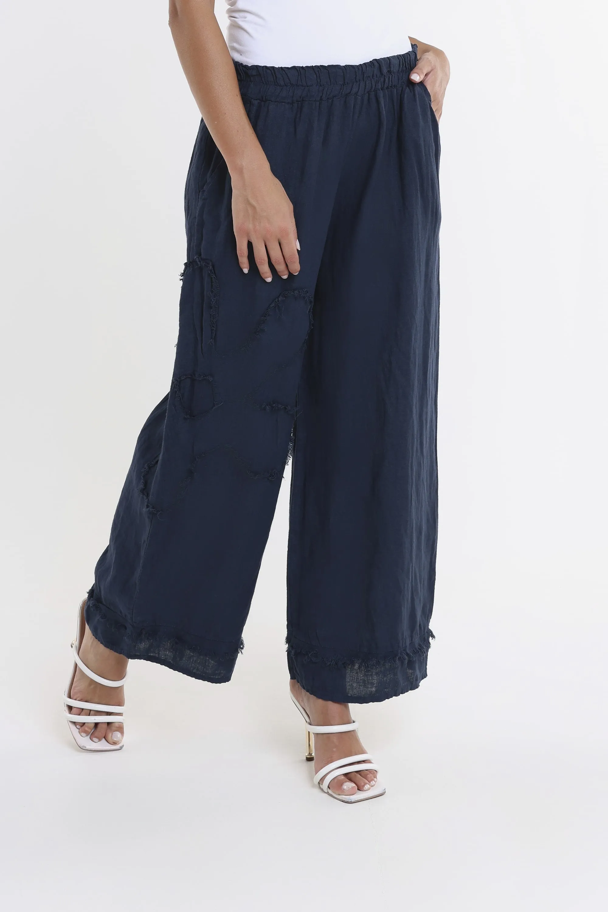 Flower Yvette Raw Edge Linen Pant (PL197F)