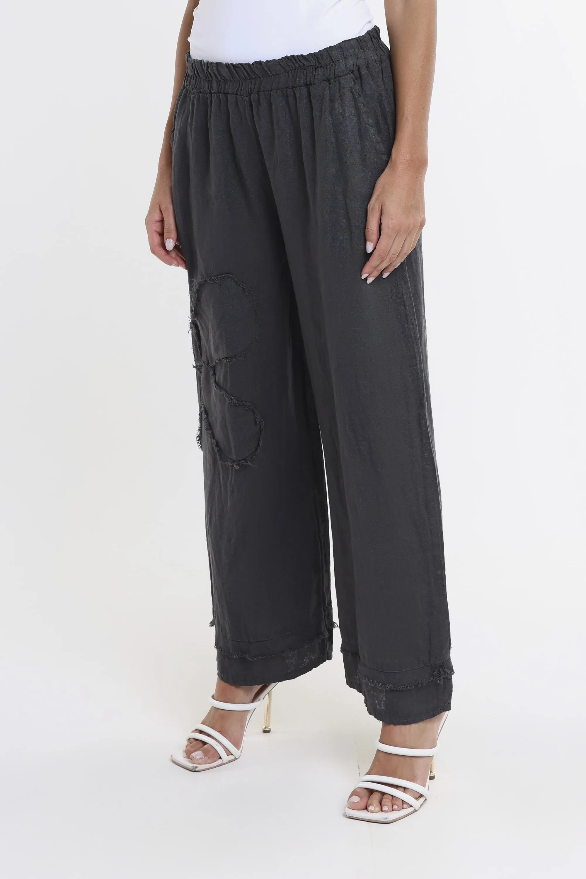 Flower Yvette Raw Edge Linen Pant (PL197F)