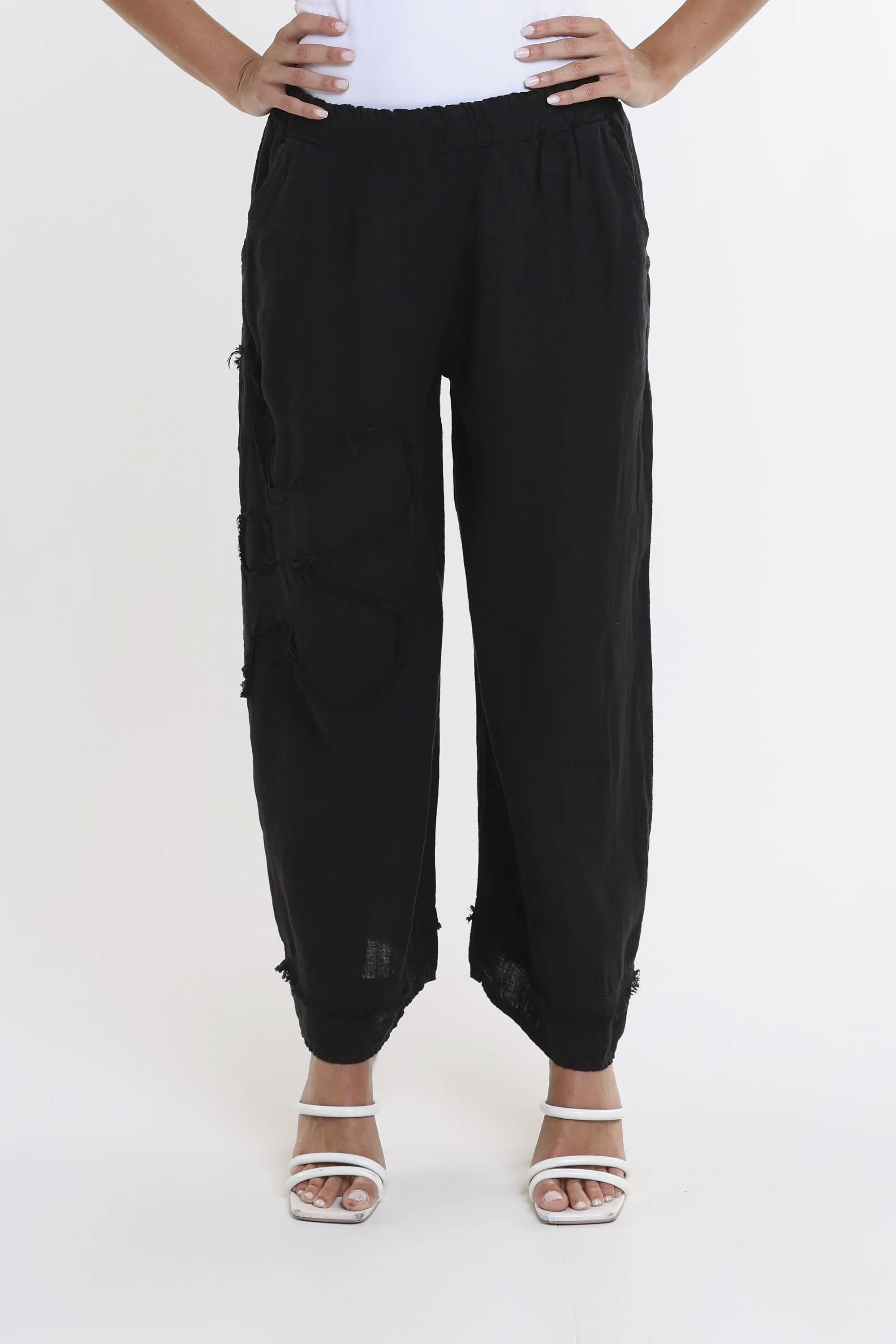 Flower Yvette Raw Edge Linen Pant (PL197F)