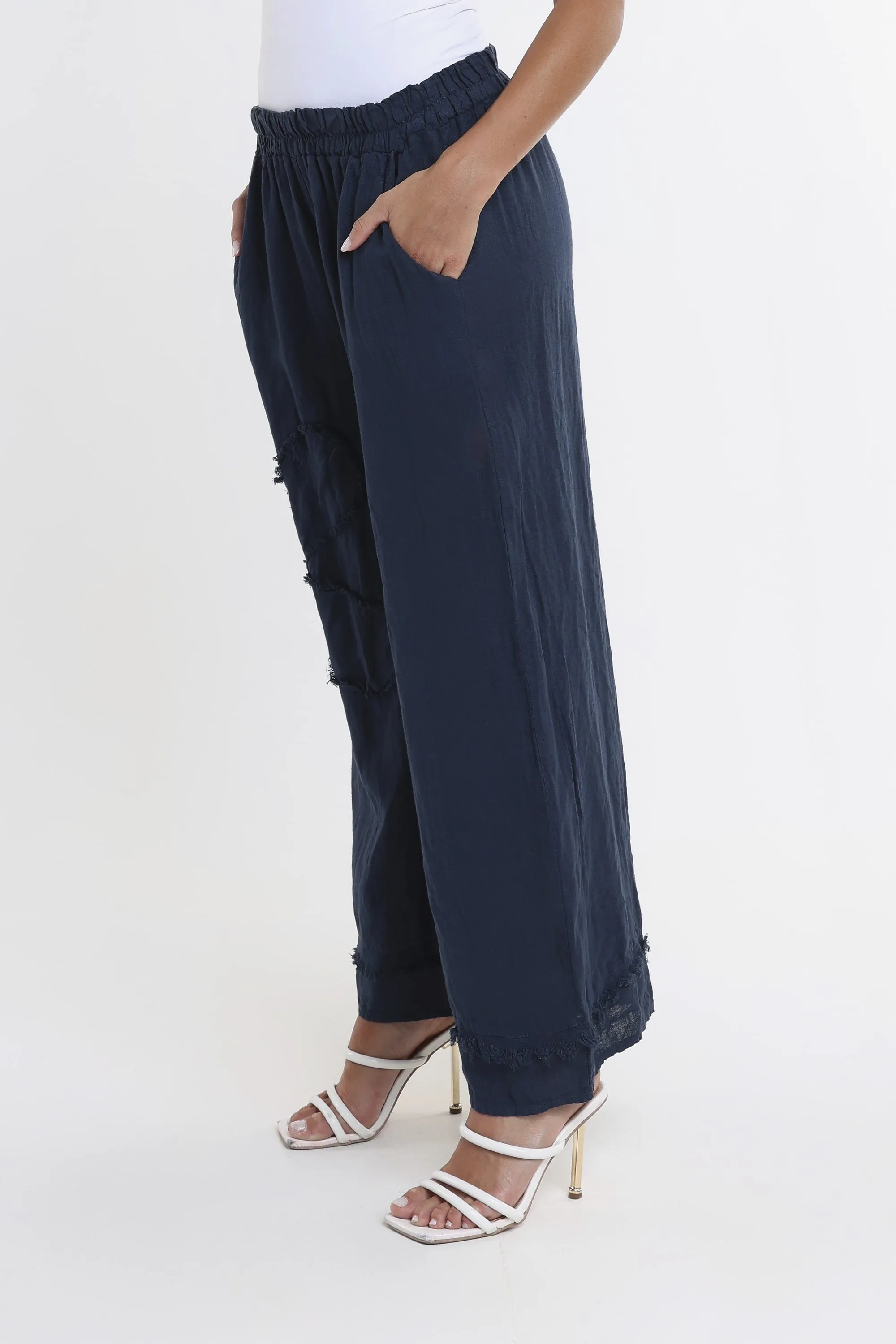 Flower Yvette Raw Edge Linen Pant (PL197F)