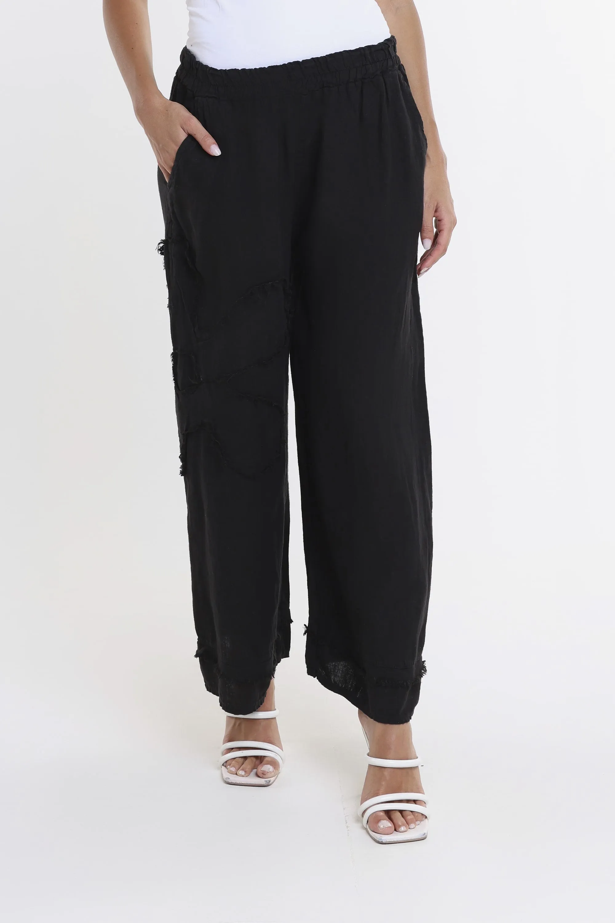 Flower Yvette Raw Edge Linen Pant (PL197F)