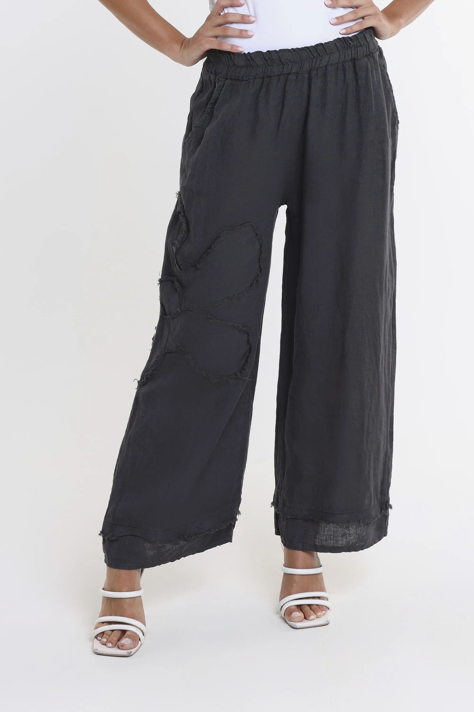 Flower Yvette Raw Edge Linen Pant (PL197F)