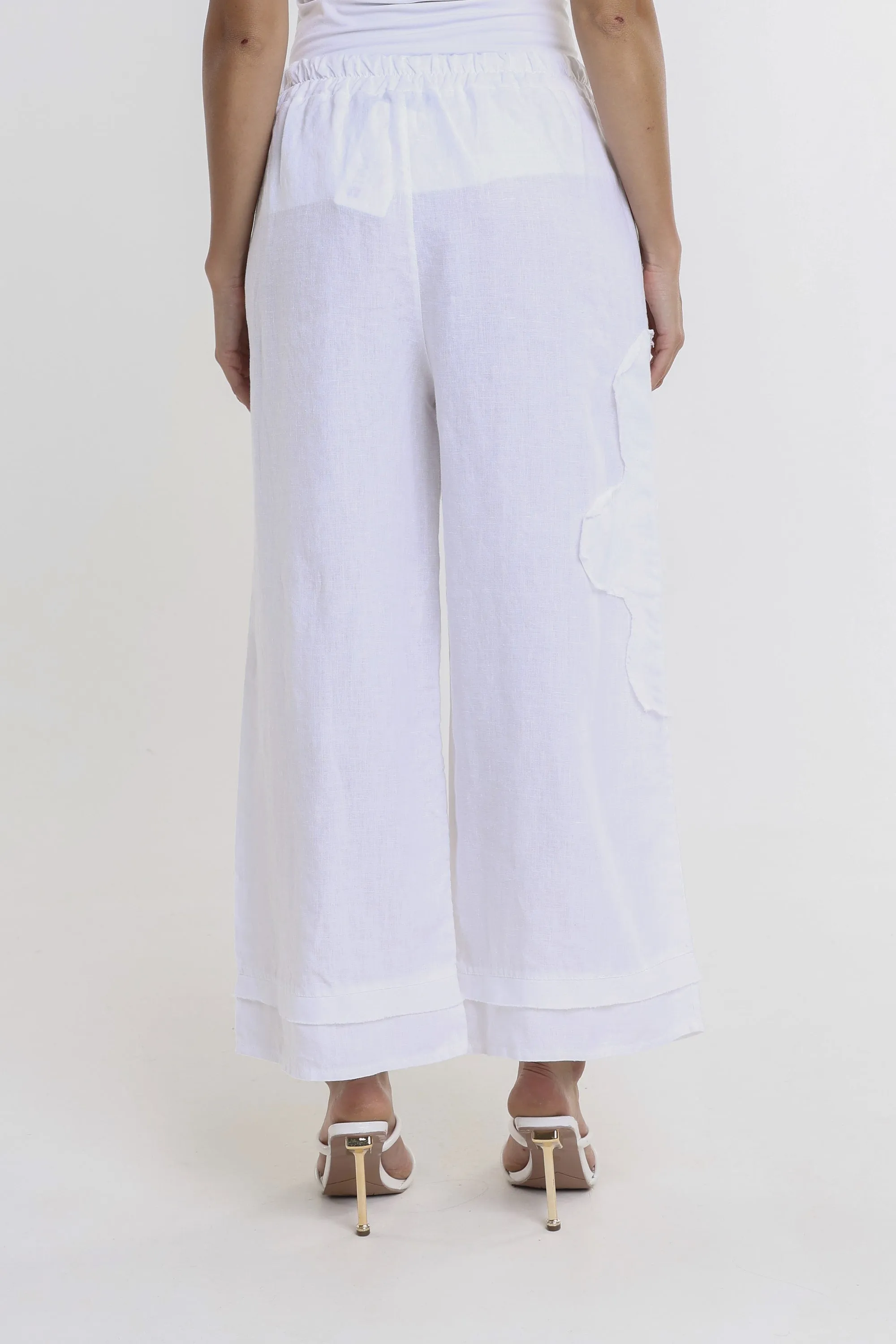 Flower Yvette Raw Edge Linen Pant (PL197F)