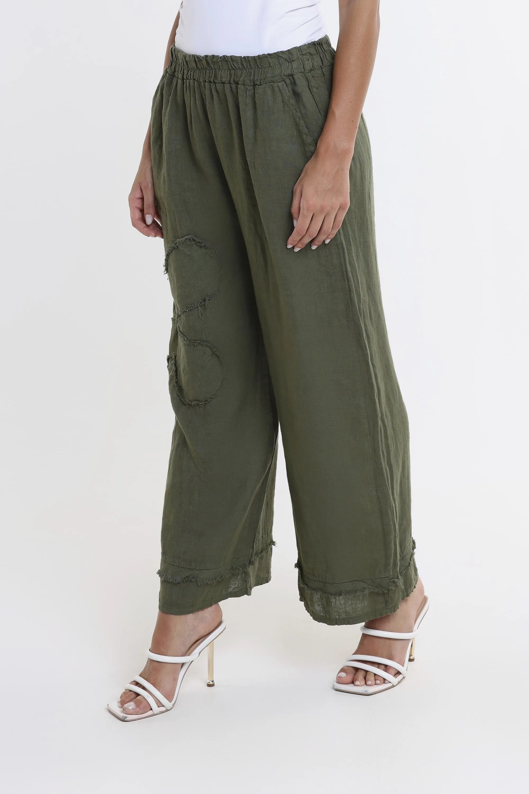 Flower Yvette Raw Edge Linen Pant (PL197F)