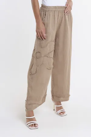 Flower Yvette Raw Edge Linen Pant (PL197F)