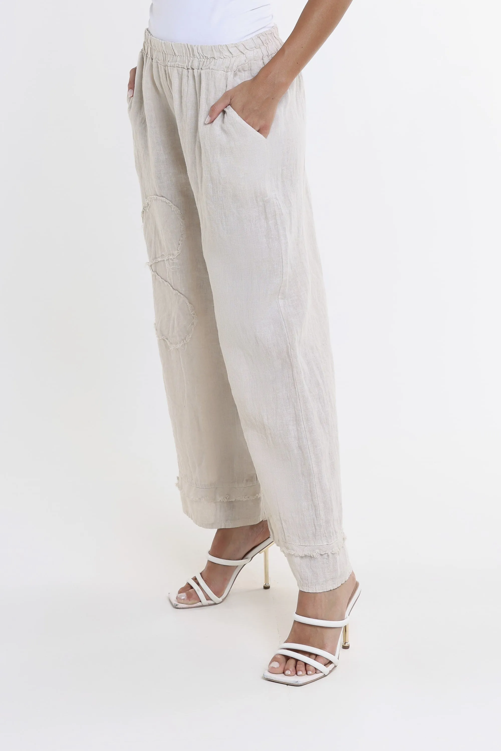 Flower Yvette Raw Edge Linen Pant (PL197F)