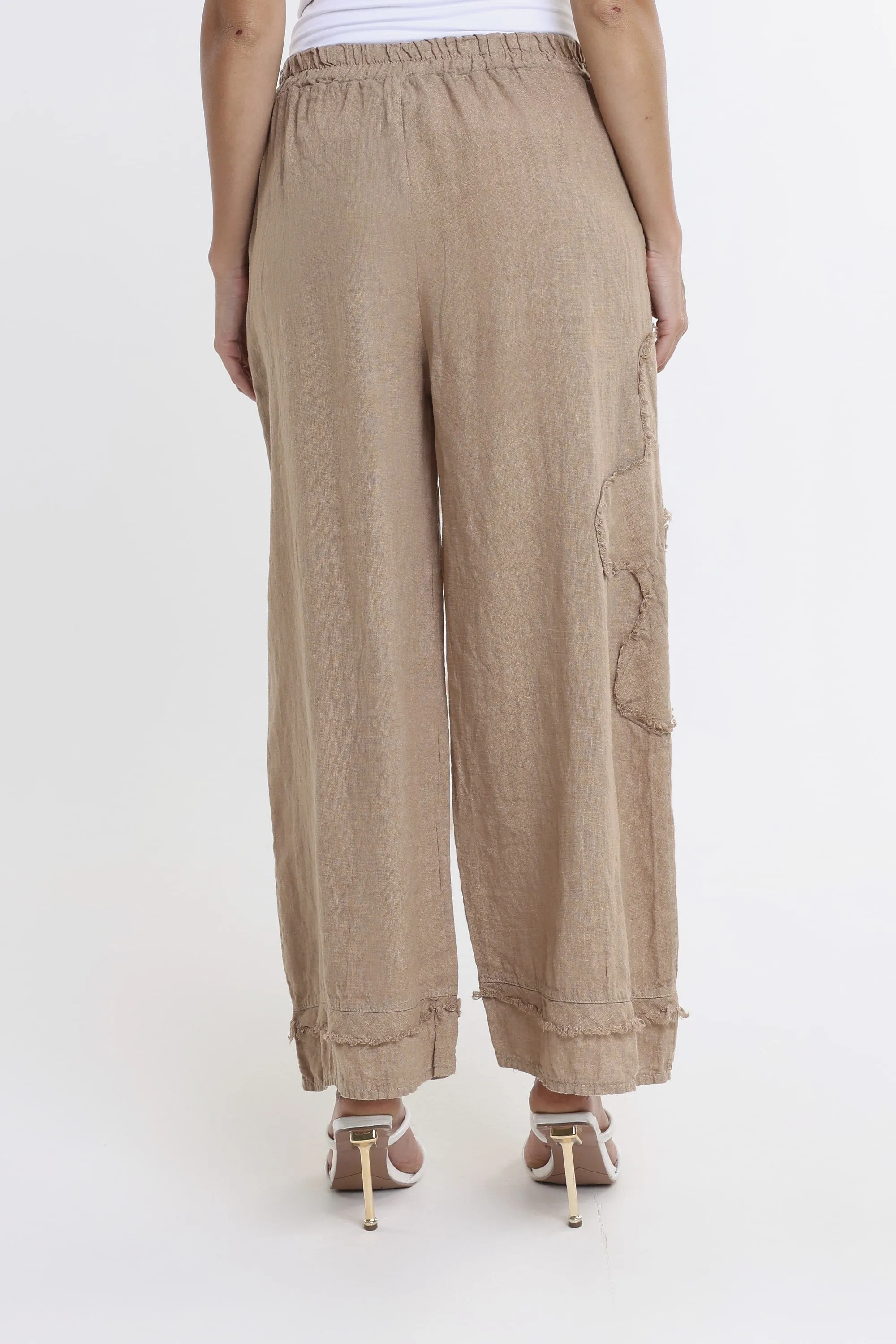 Flower Yvette Raw Edge Linen Pant (PL197F)