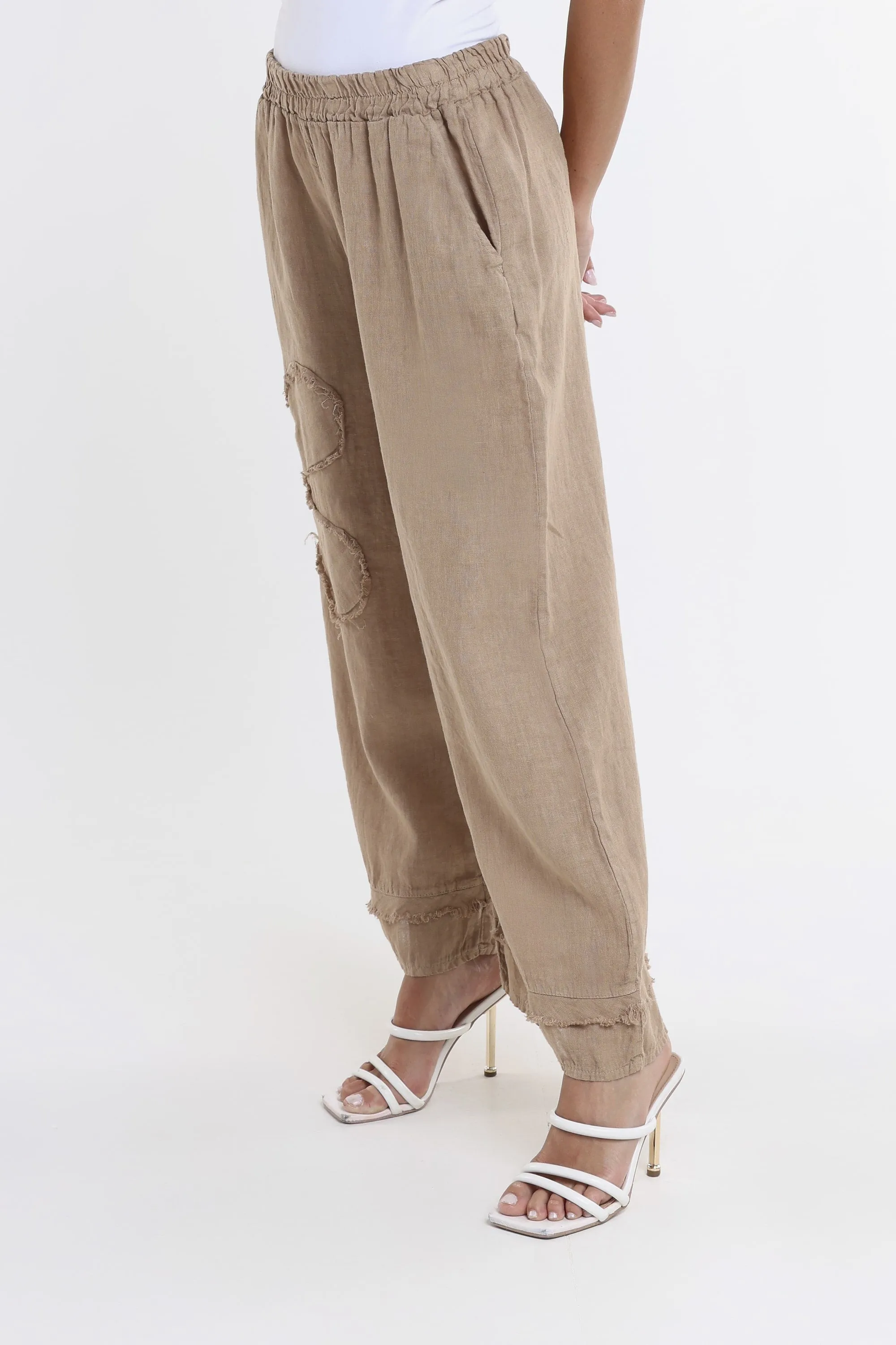 Flower Yvette Raw Edge Linen Pant (PL197F)