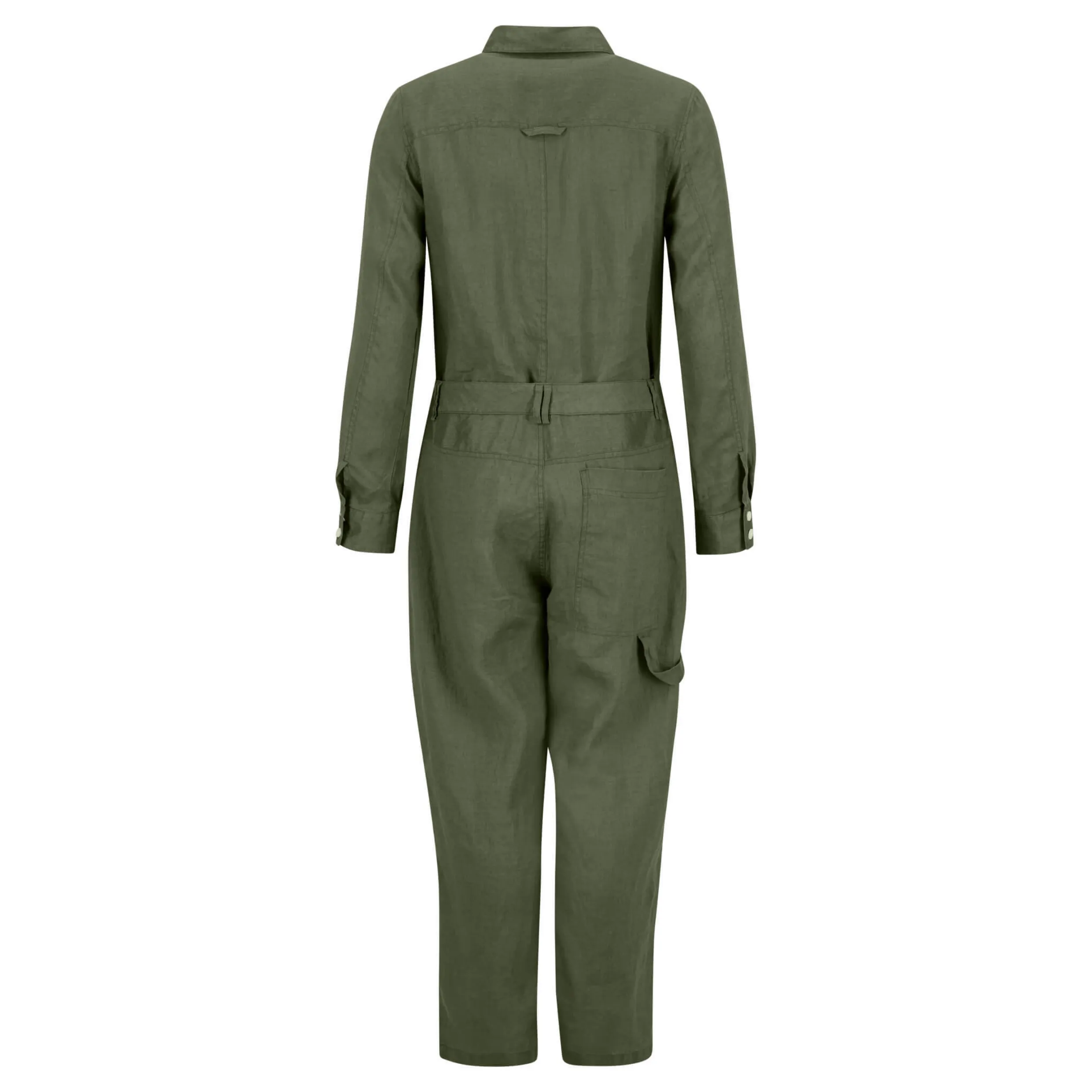 Fynch-Hatton Linen Overalls Jumpsuit Olive 23034057