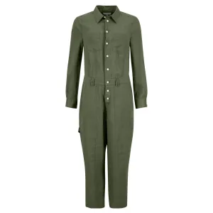 Fynch-Hatton Linen Overalls Jumpsuit Olive 23034057