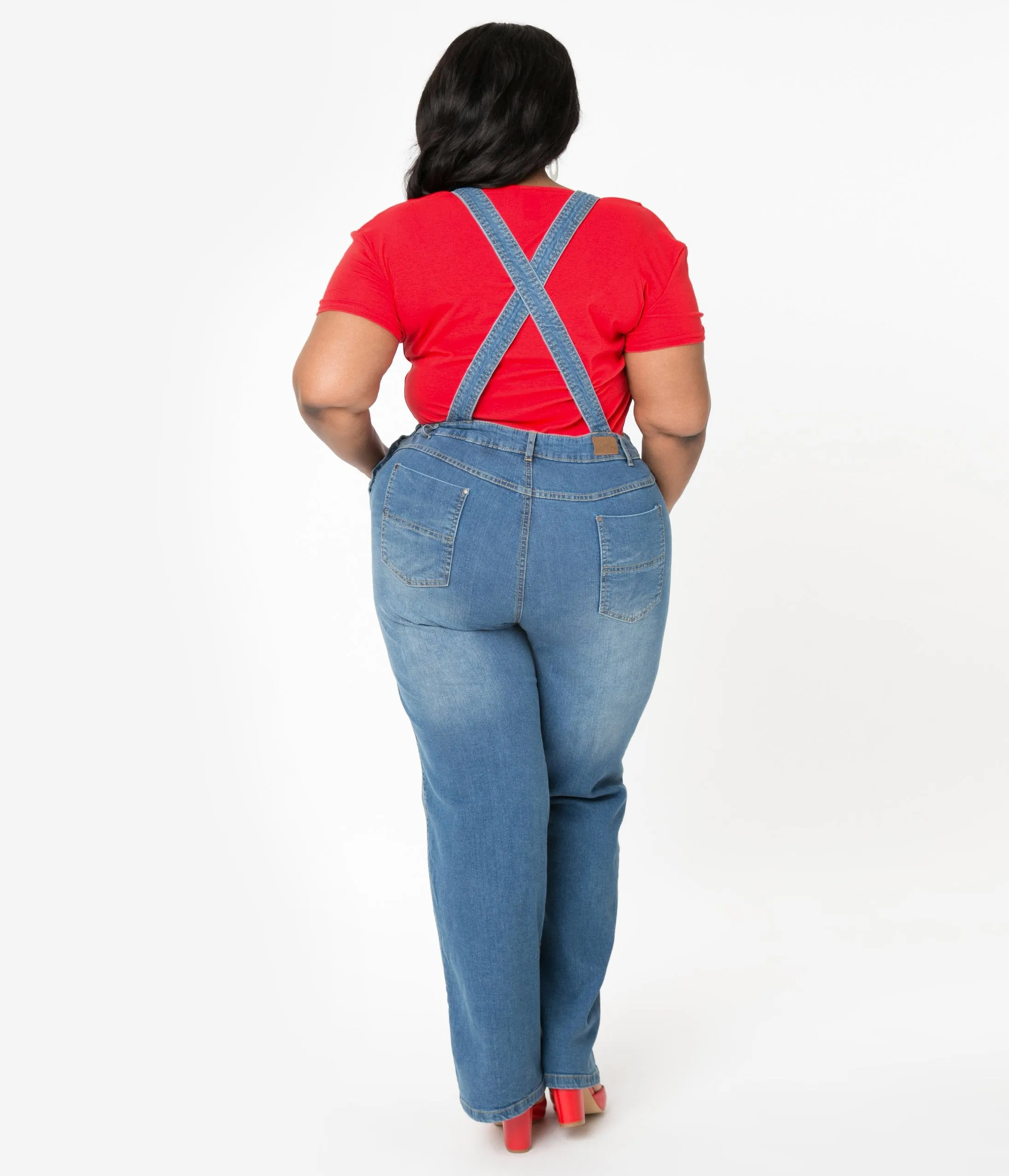 Hell Bunny Plus Size Blue Jean Betty Bee Denim Dungaree