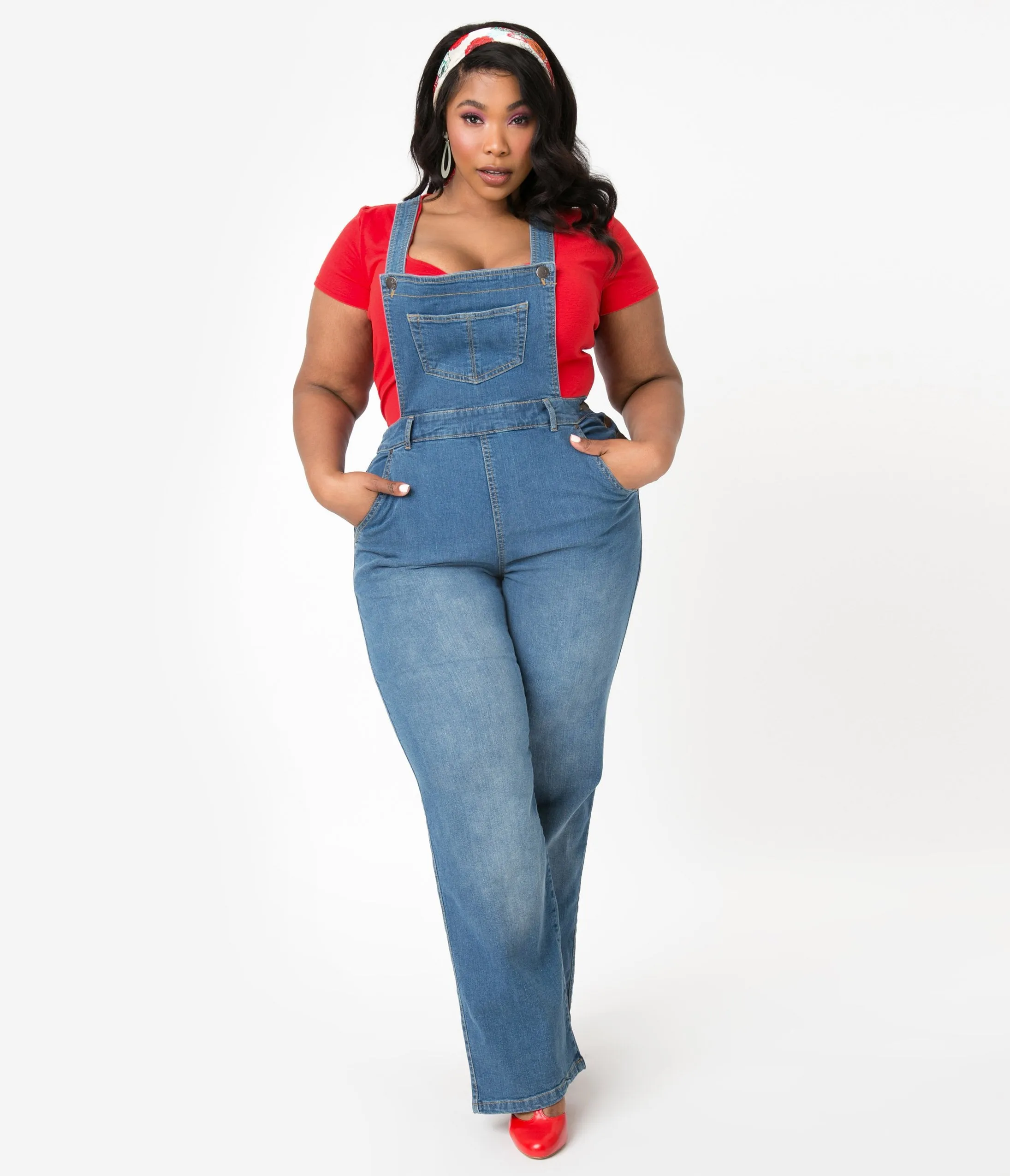 Hell Bunny Plus Size Blue Jean Betty Bee Denim Dungaree