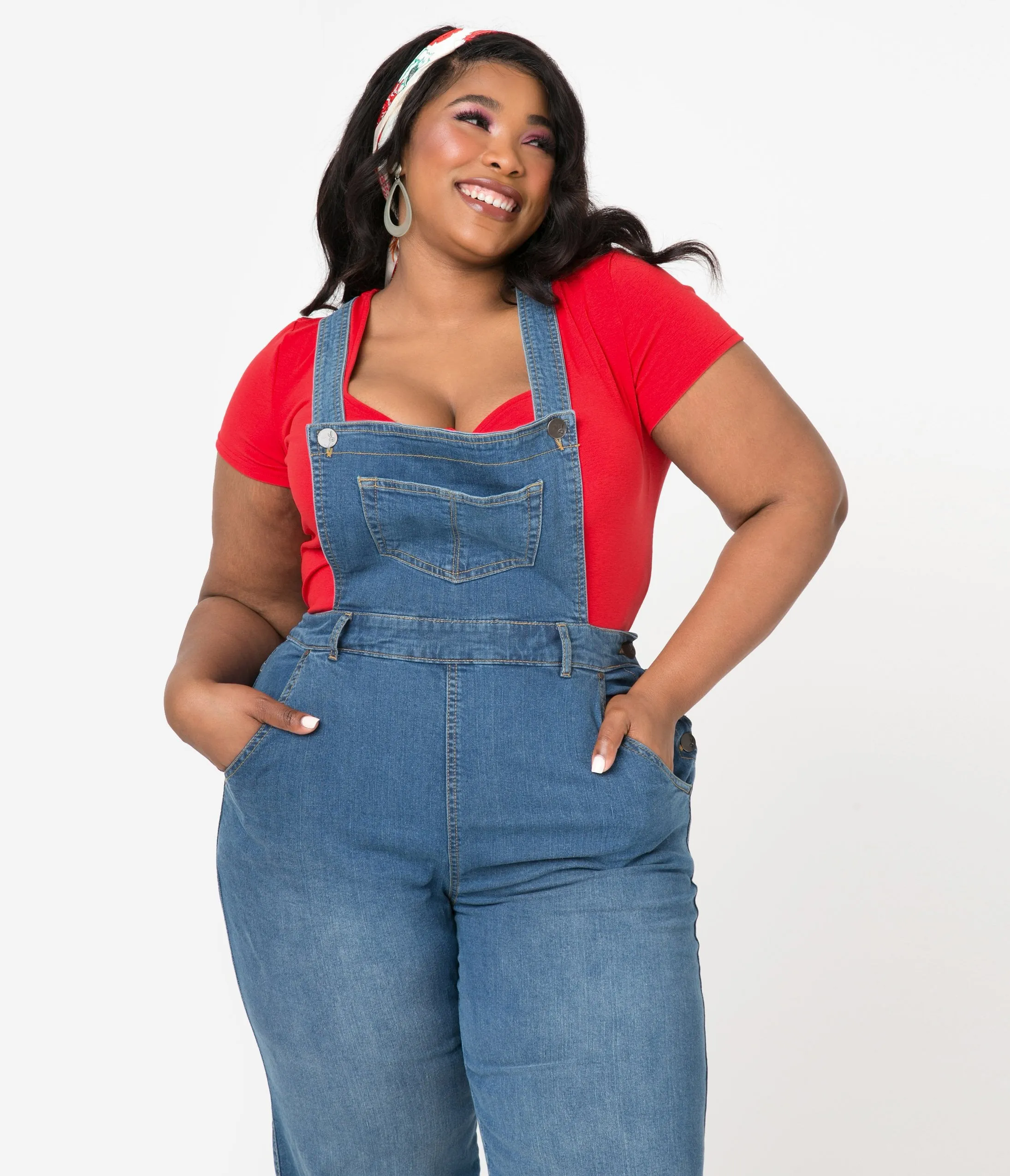 Hell Bunny Plus Size Blue Jean Betty Bee Denim Dungaree