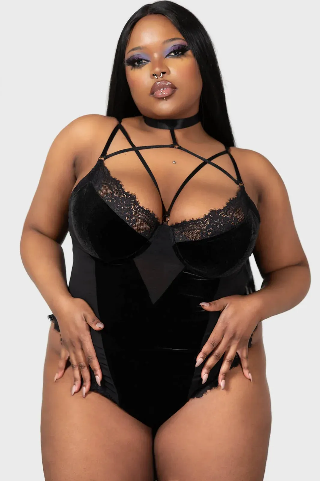 Killstar Sweet Misery Bondage Bodysuit Stretchy Sexy